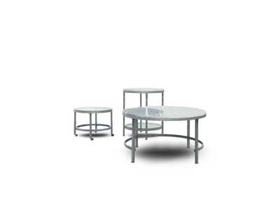 Image for Cocktail Tables 3 Piece Occassional Table Set, Faux Marble Top W/ Chrome Legs
