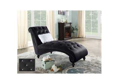 Image for black velvet Chaise Lounge Chr W/ Wht Pillw, Black Velvet