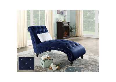 Image for blue velvet Chaise Lounge Chr W/ Wht Pillw, Blue Velvet