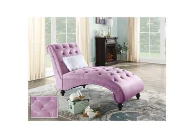 Image for pink velvet Chaise Lounge Chr W/ Wht Pillw, Pink Velvet