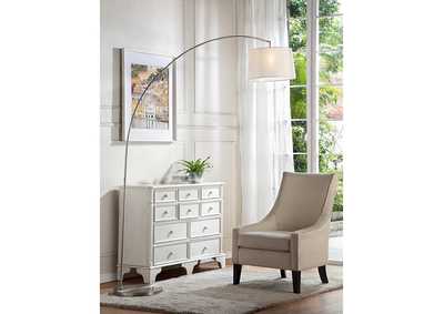 Image for Floor Lamps Wht Shade 84.5" H Brushed Nickel Arch Flr Lamp, Wht Shade