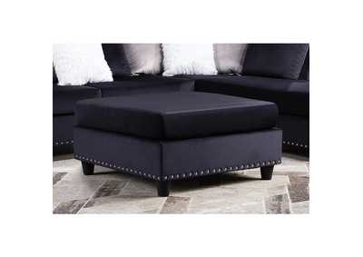 Image for Black Velvet Ottoman W/Black Velvet W/Nailheads