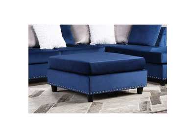 Image for Blue Velvet Ottoman W/Blue Velvet W/Nailheads
