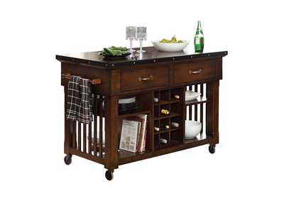 Image for Schleiger Brown Kitchen Cart with Casters