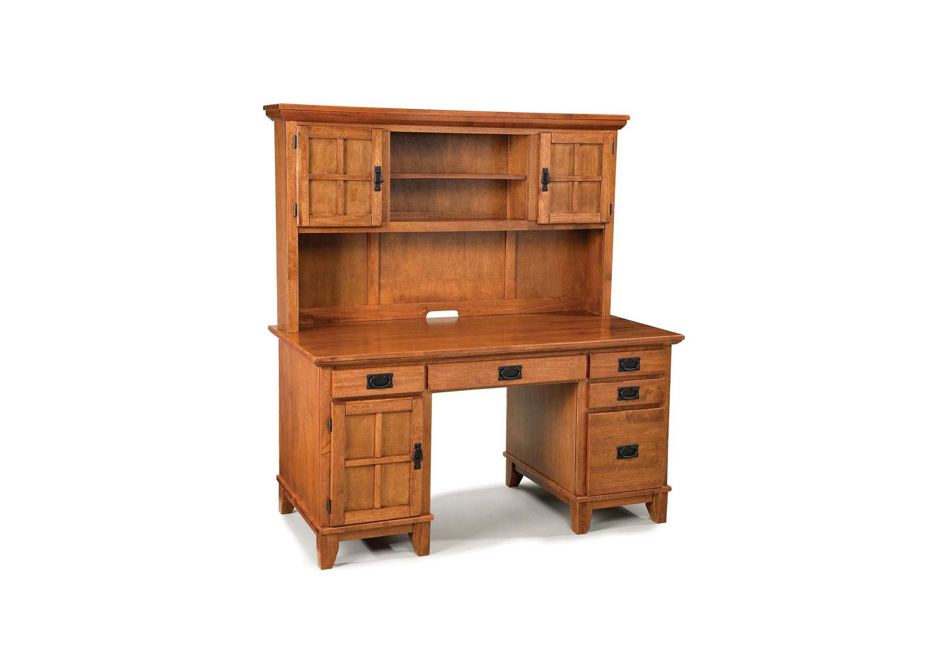 Lloyd Brown Pedestal Desk with Hutch,Homestyles