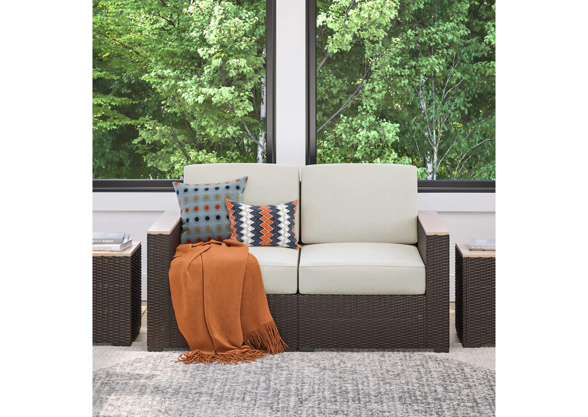 Palm Springs Brown Outdoor Loveseat,Homestyles