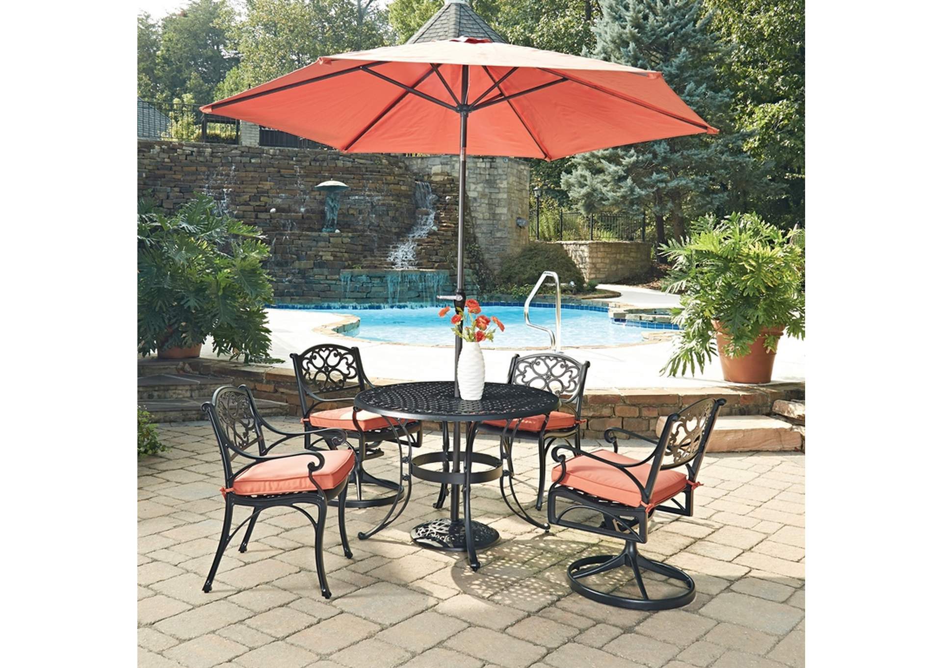 Sanibel Black 6 Piece Outdoor Dining Set,Homestyles