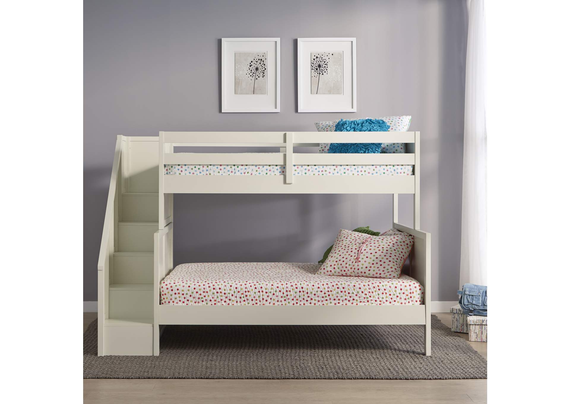 Century Off-White Twin Over Full Bunk Bed,Homestyles