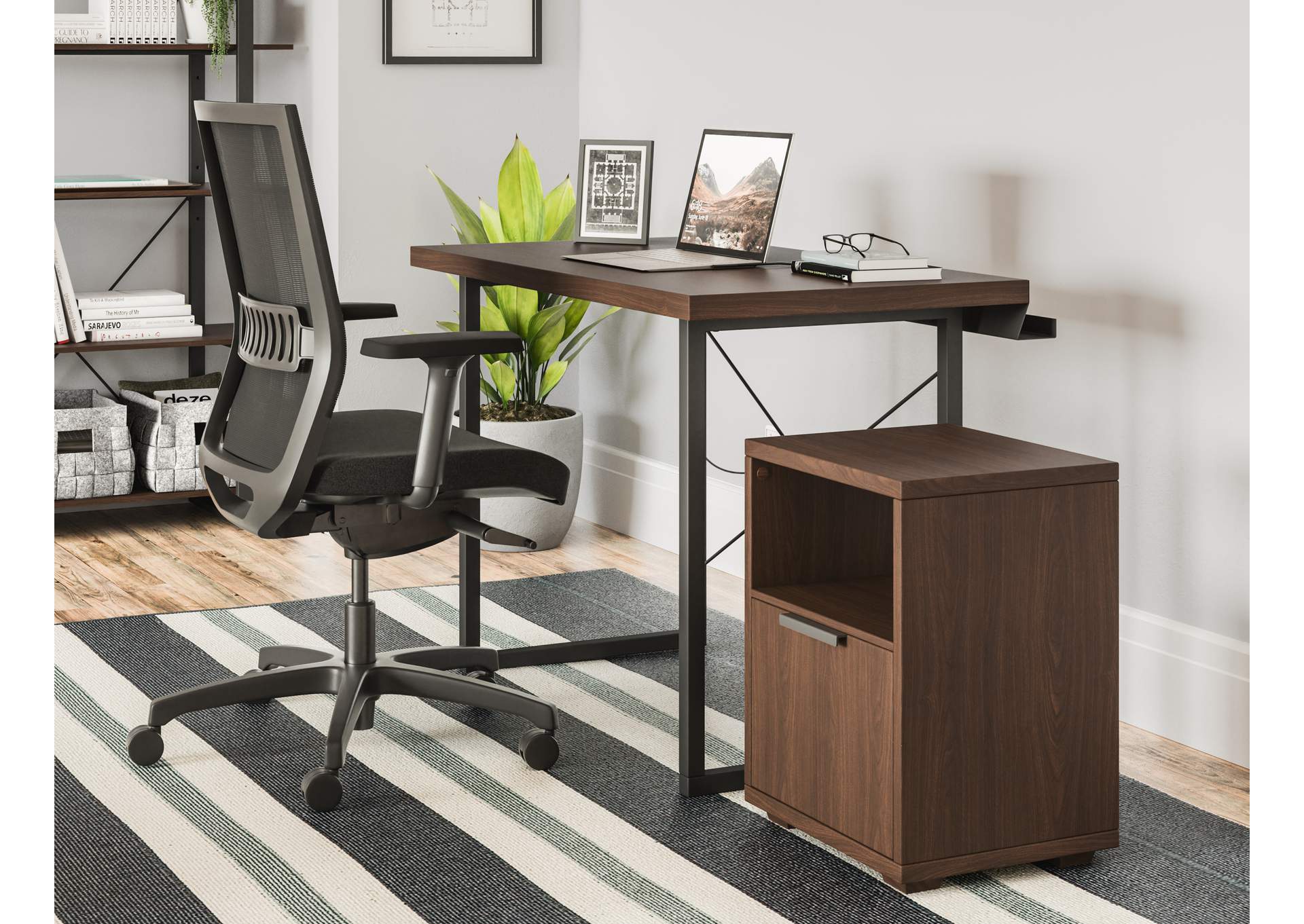 Merge Brown Desk with File Cabinet,Homestyles