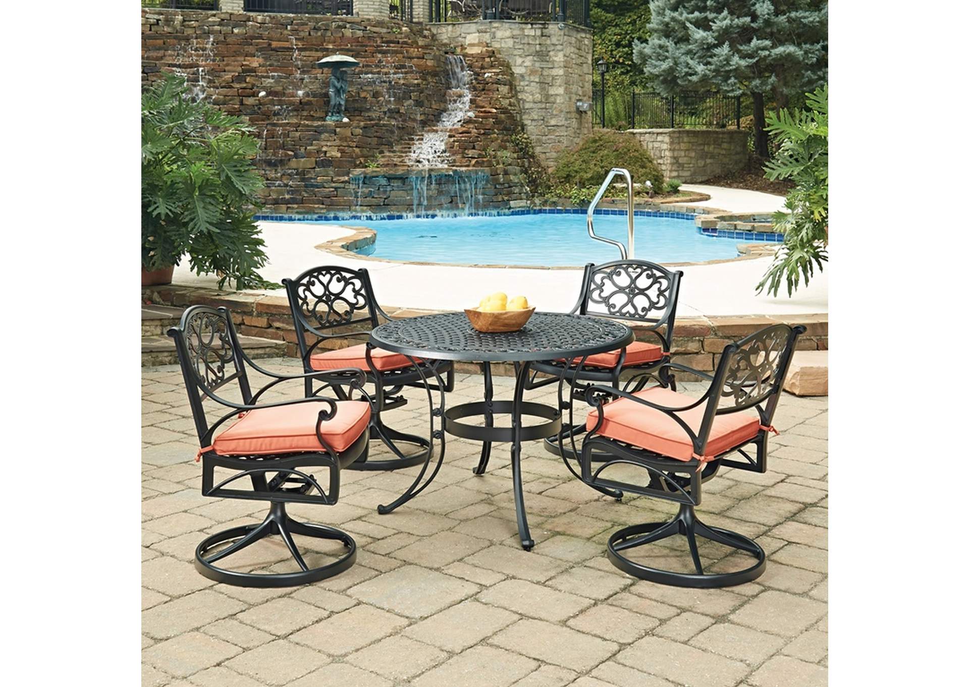 Sanibel Black 5 Piece Outdoor Dining Set,Homestyles