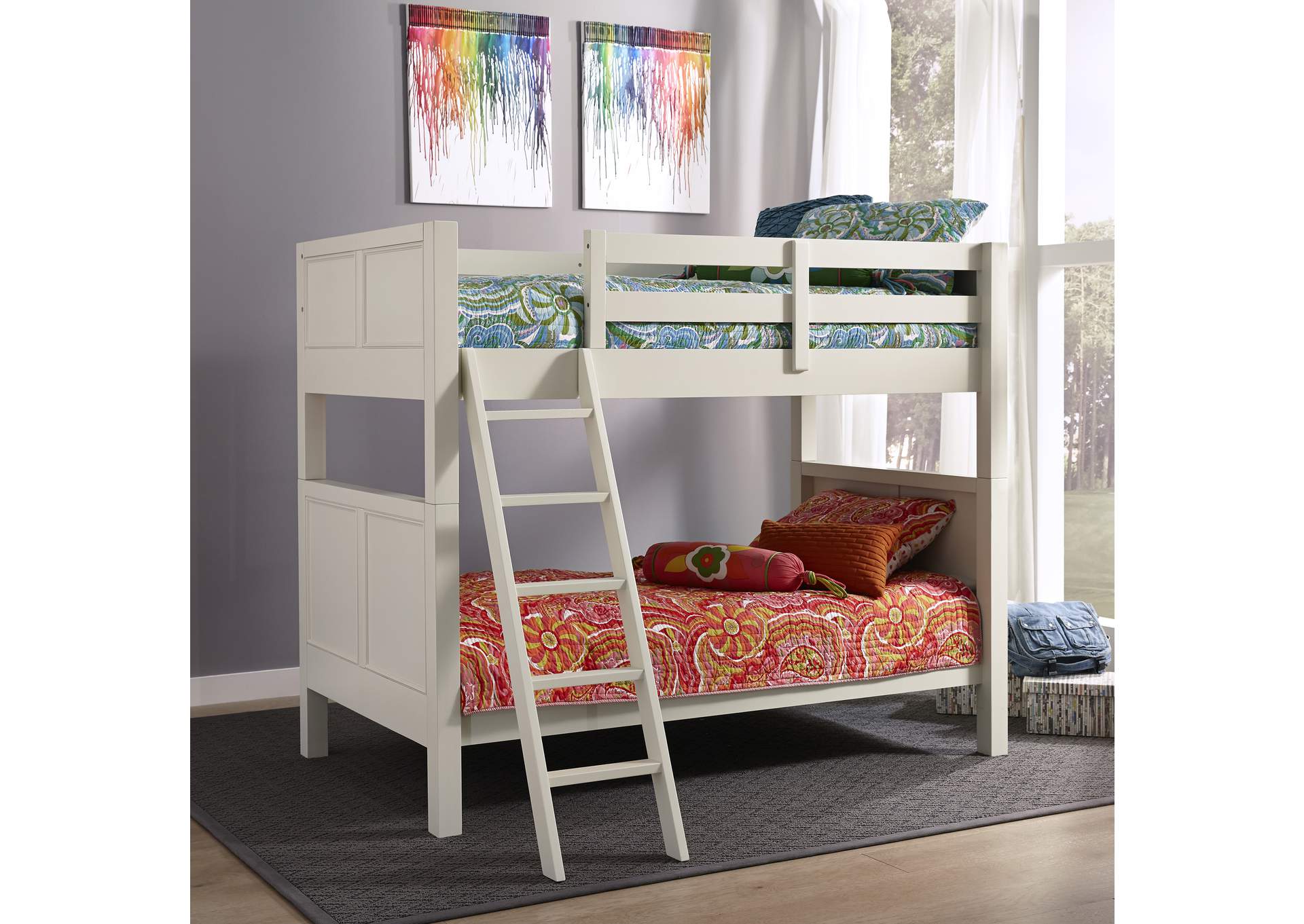 Century Off-White Twin Over Twin Bunk Bed,Homestyles