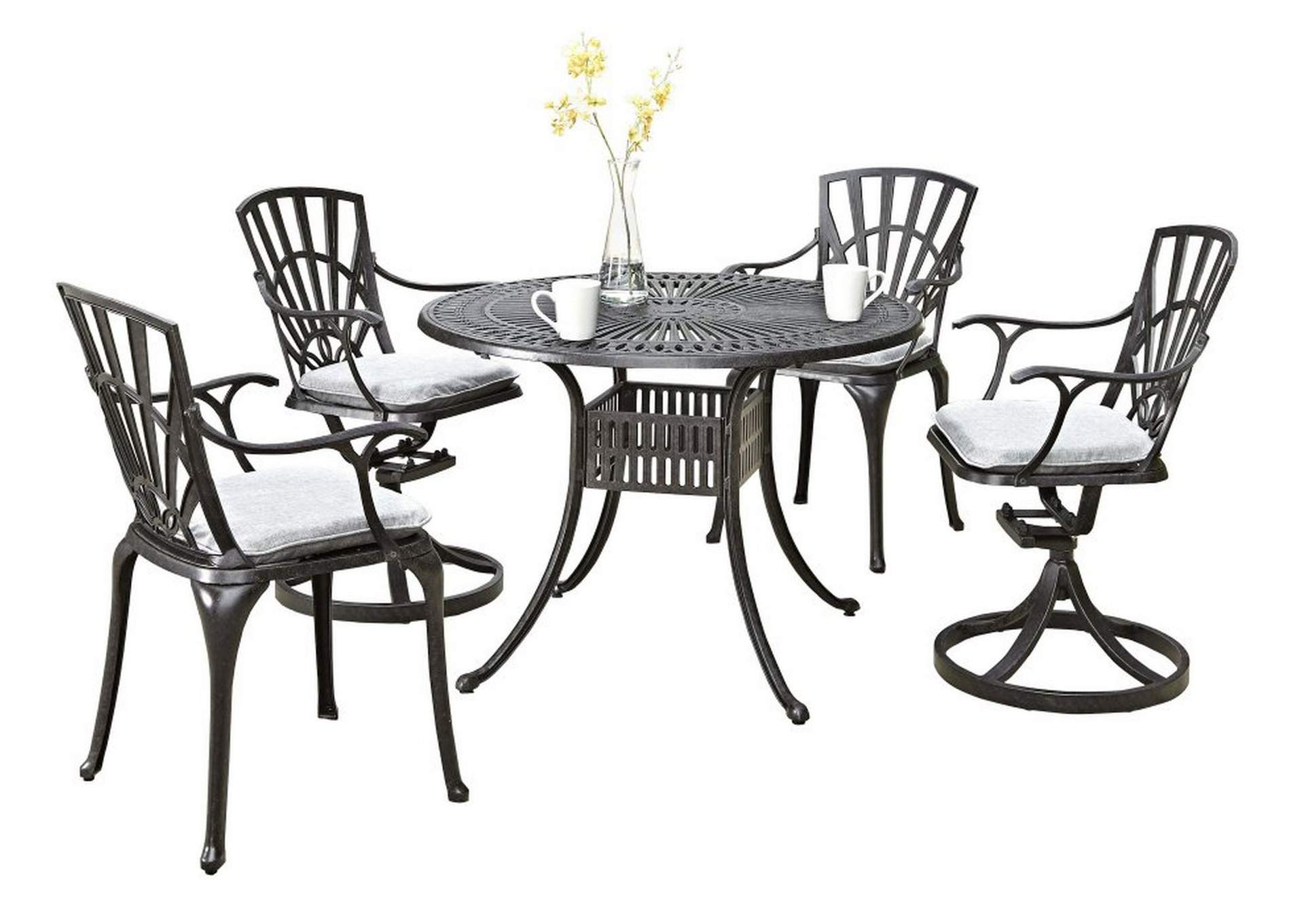 Grenada Charcoal 5 Piece Outdoor Dining Set,Homestyles
