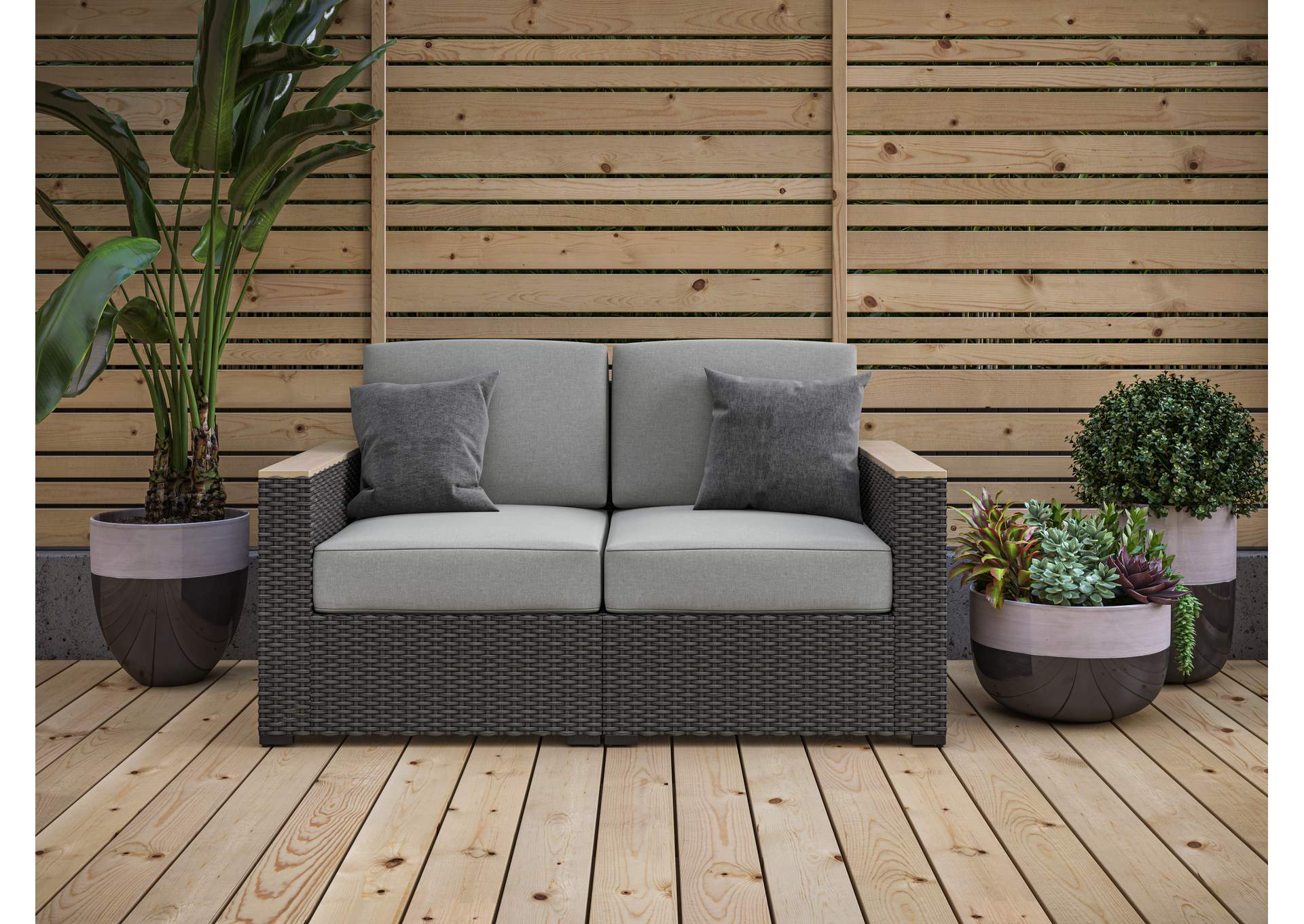 Boca Raton Brown Outdoor Loveseat,Homestyles
