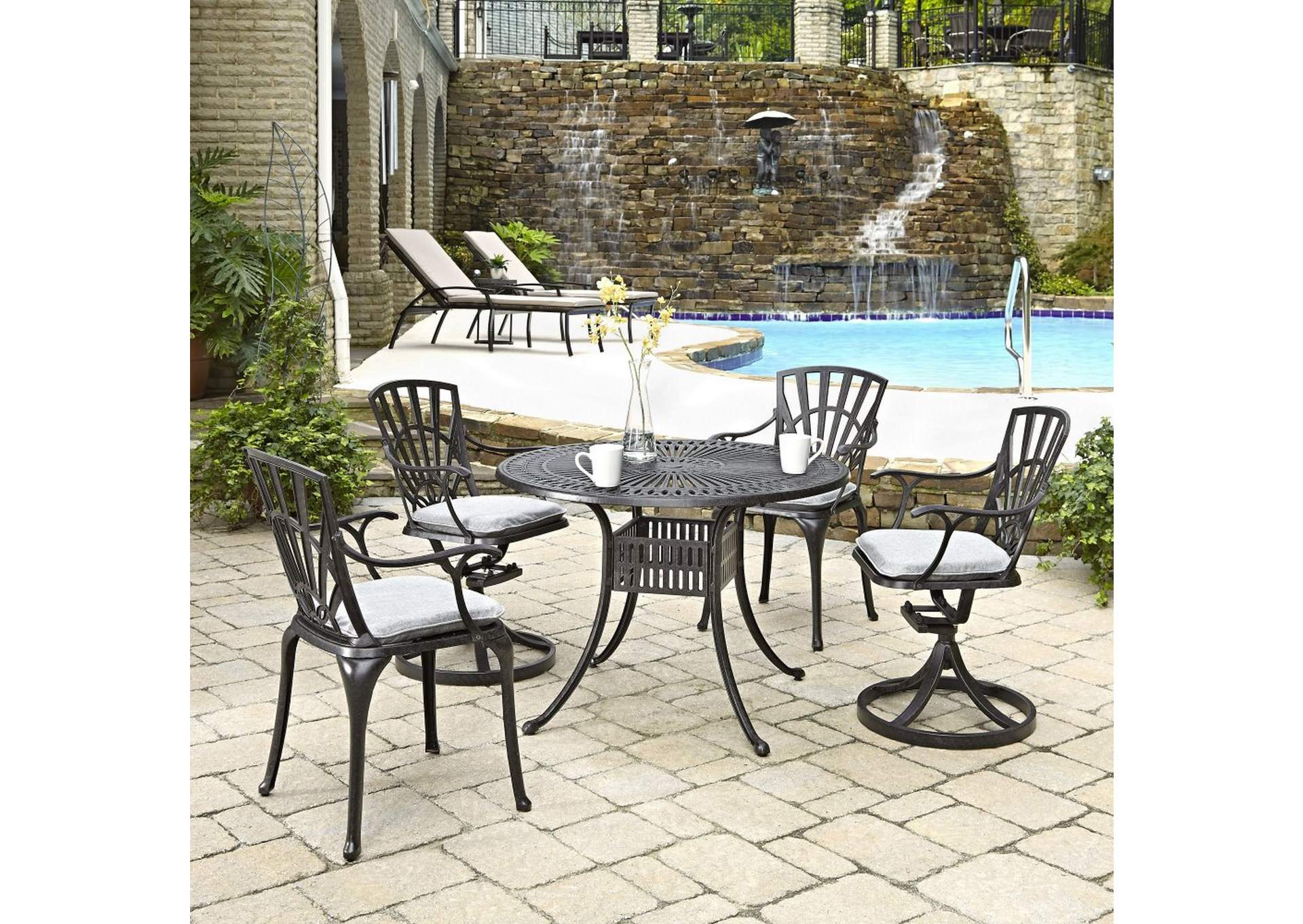Grenada Charcoal 5 Piece Outdoor Dining Set,Homestyles
