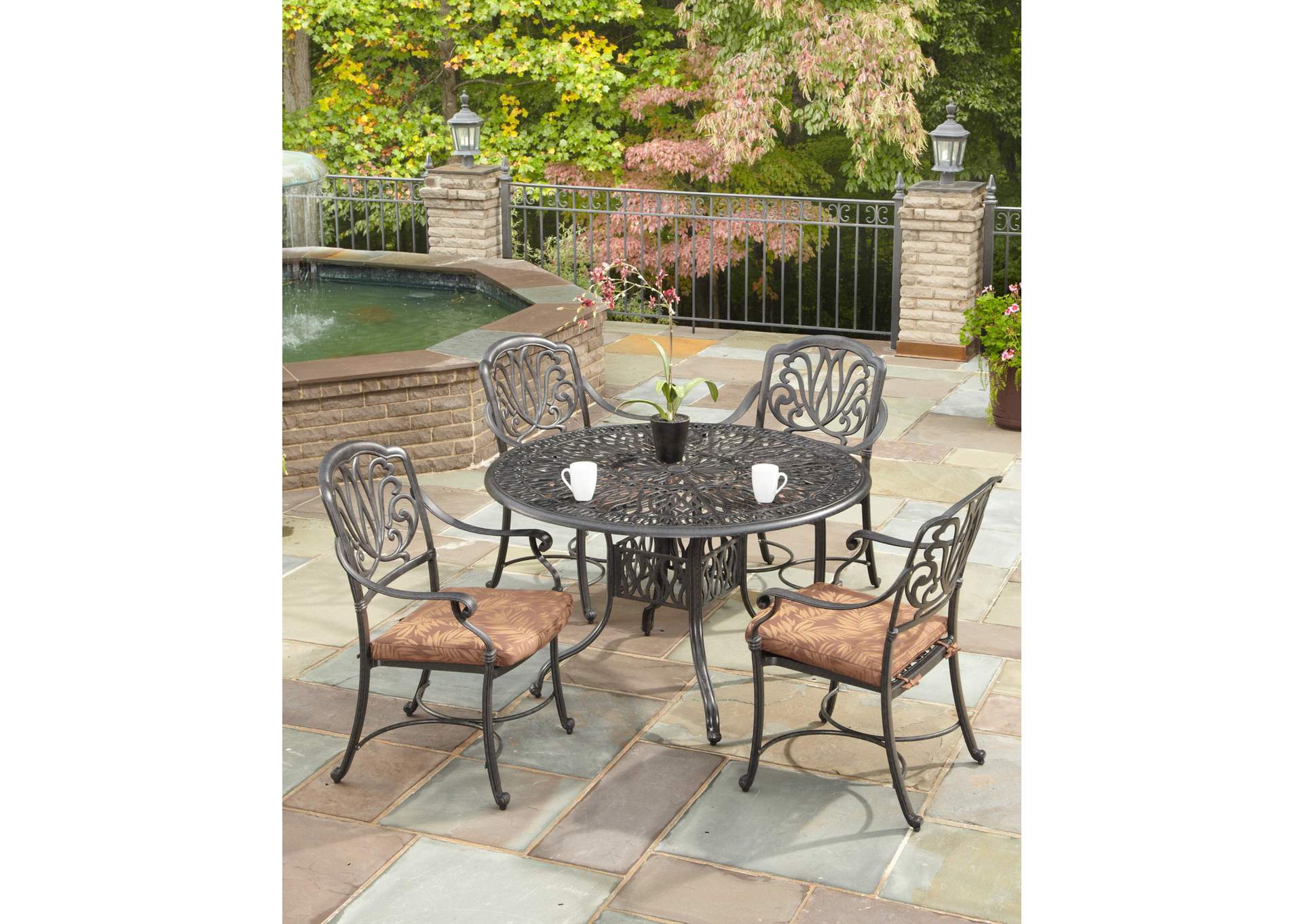 Capri Charcoal 5 Piece Outdoor Dining Set,Homestyles