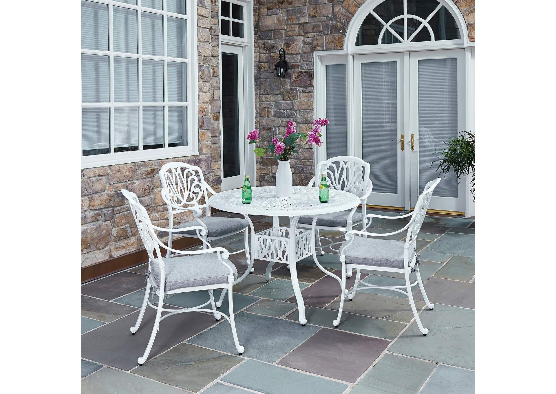 Capri White 5 Piece Outdoor Dining Set,Homestyles