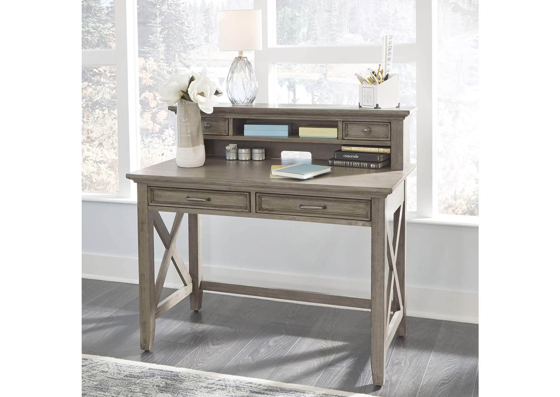 Walker Gray Desk with Hutch,Homestyles
