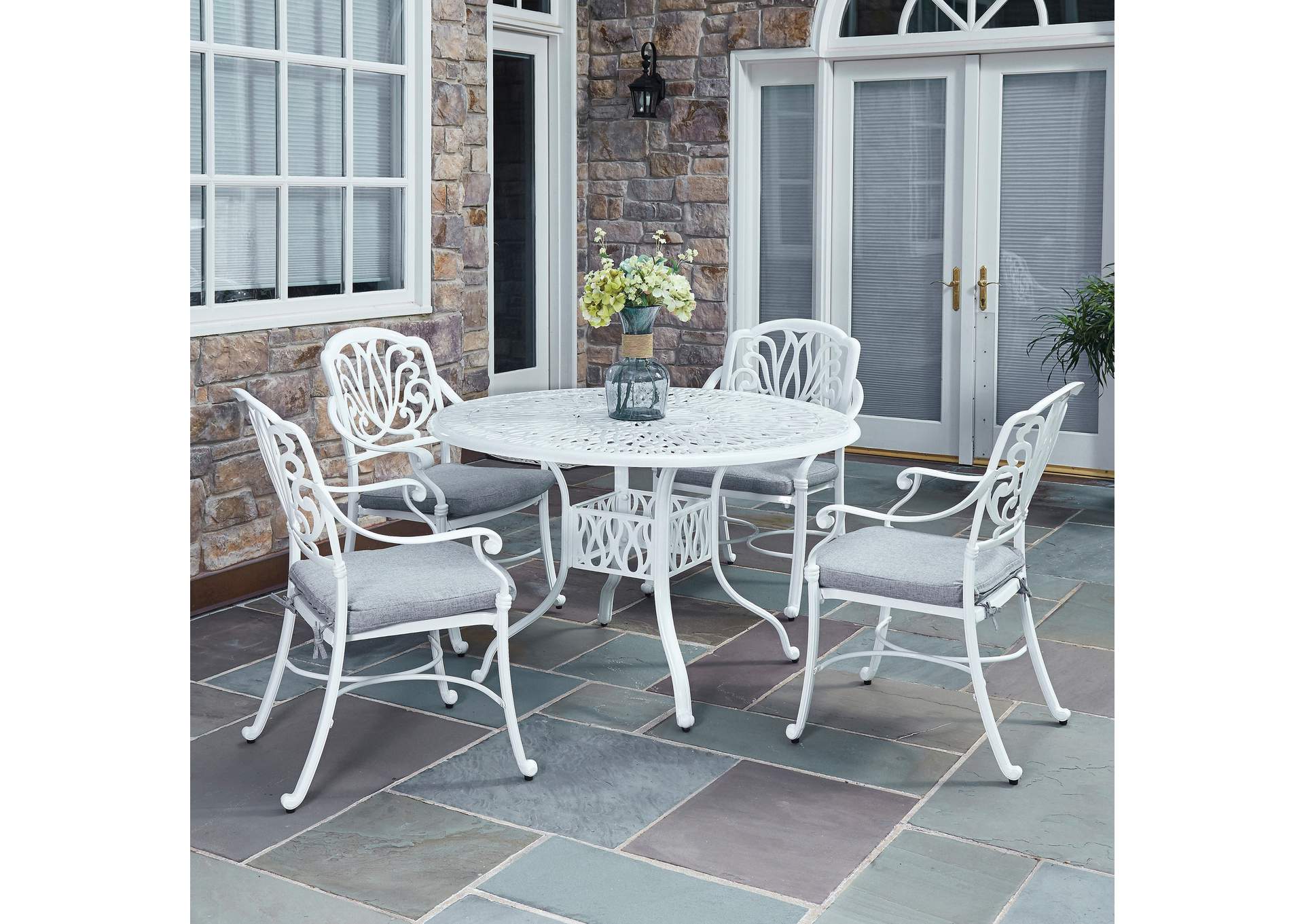 Capri White 5 Piece Outdoor Dining Set,Homestyles
