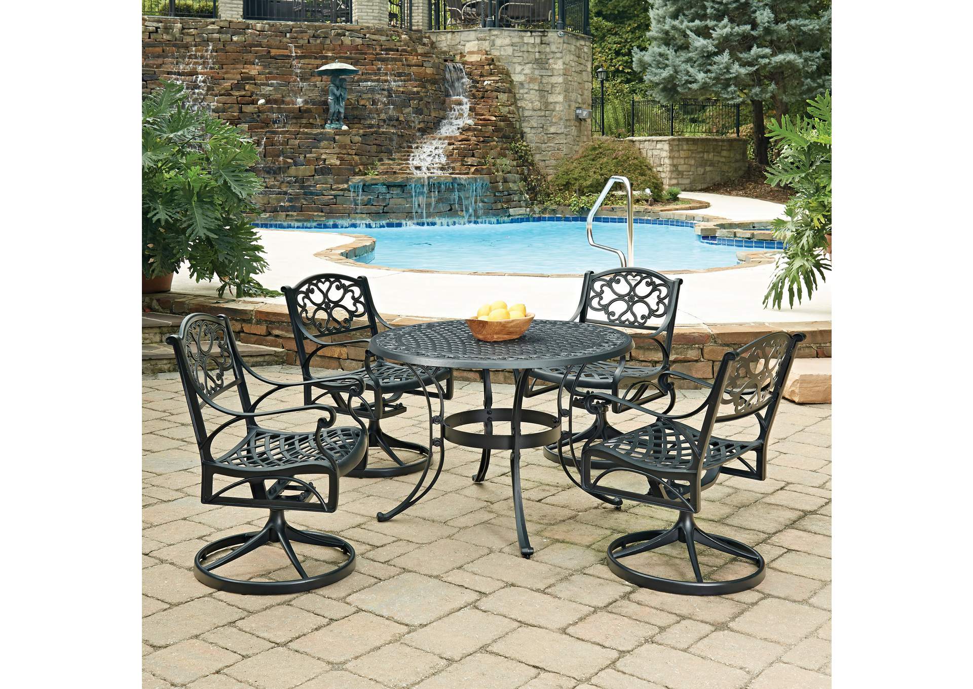 Sanibel Black 5 Piece Outdoor Dining Set,Homestyles