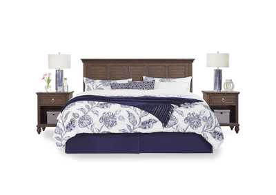 Marie Brown King Headboard and Two Nightstands