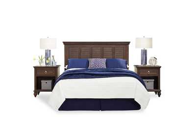 Image for Marie Brown Queen Headboard and Two Nightstands