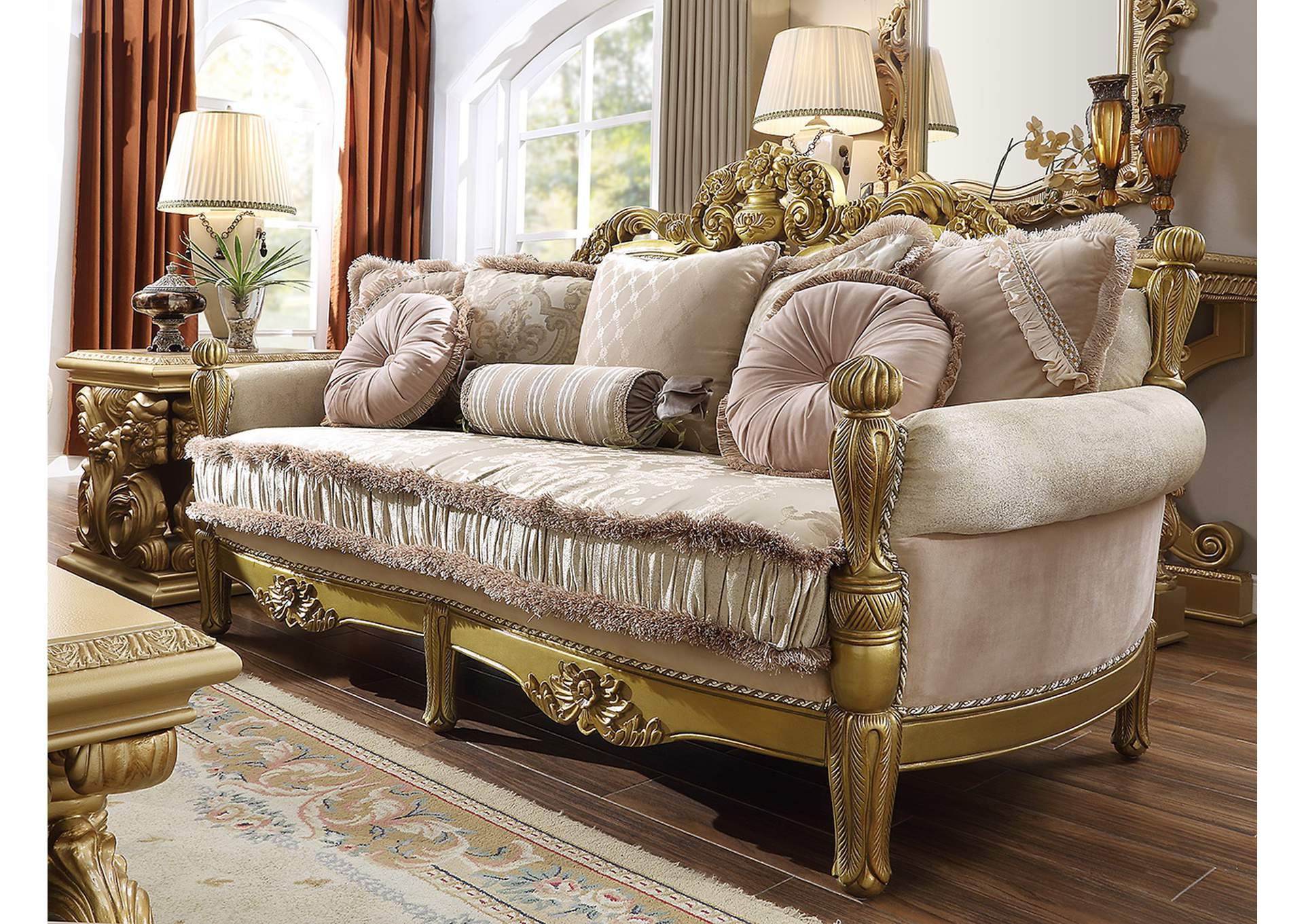 Metallic Bright Gold HD-105 Sofa,Homey Design