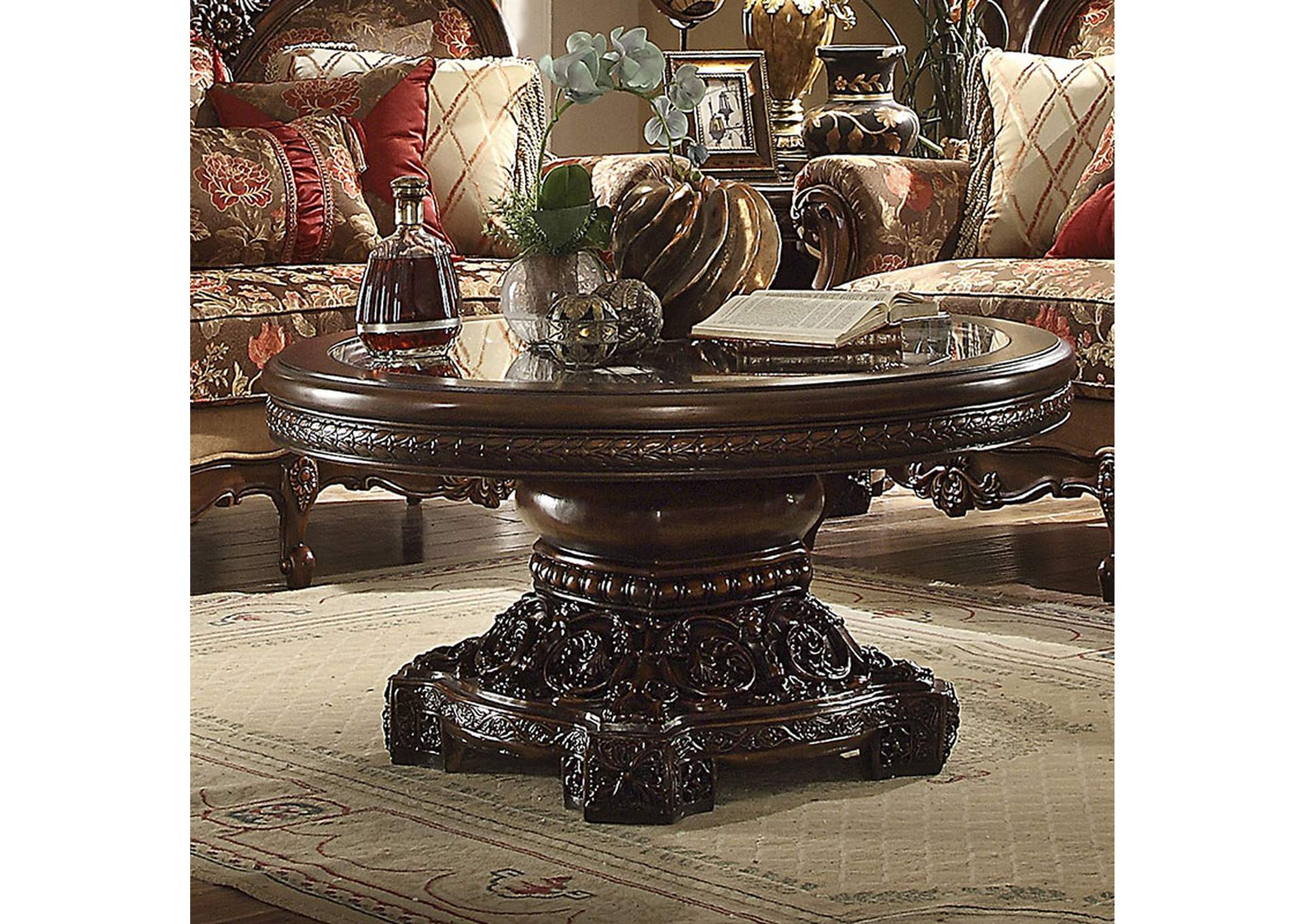 Dark Red Mahogany Coffee Table,Homey Design