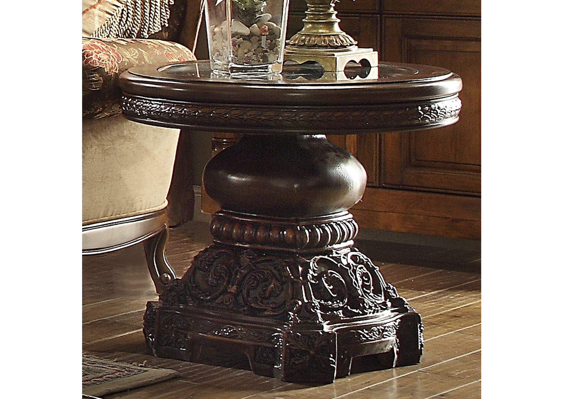 Dark Red Mahogany End Table,Homey Design