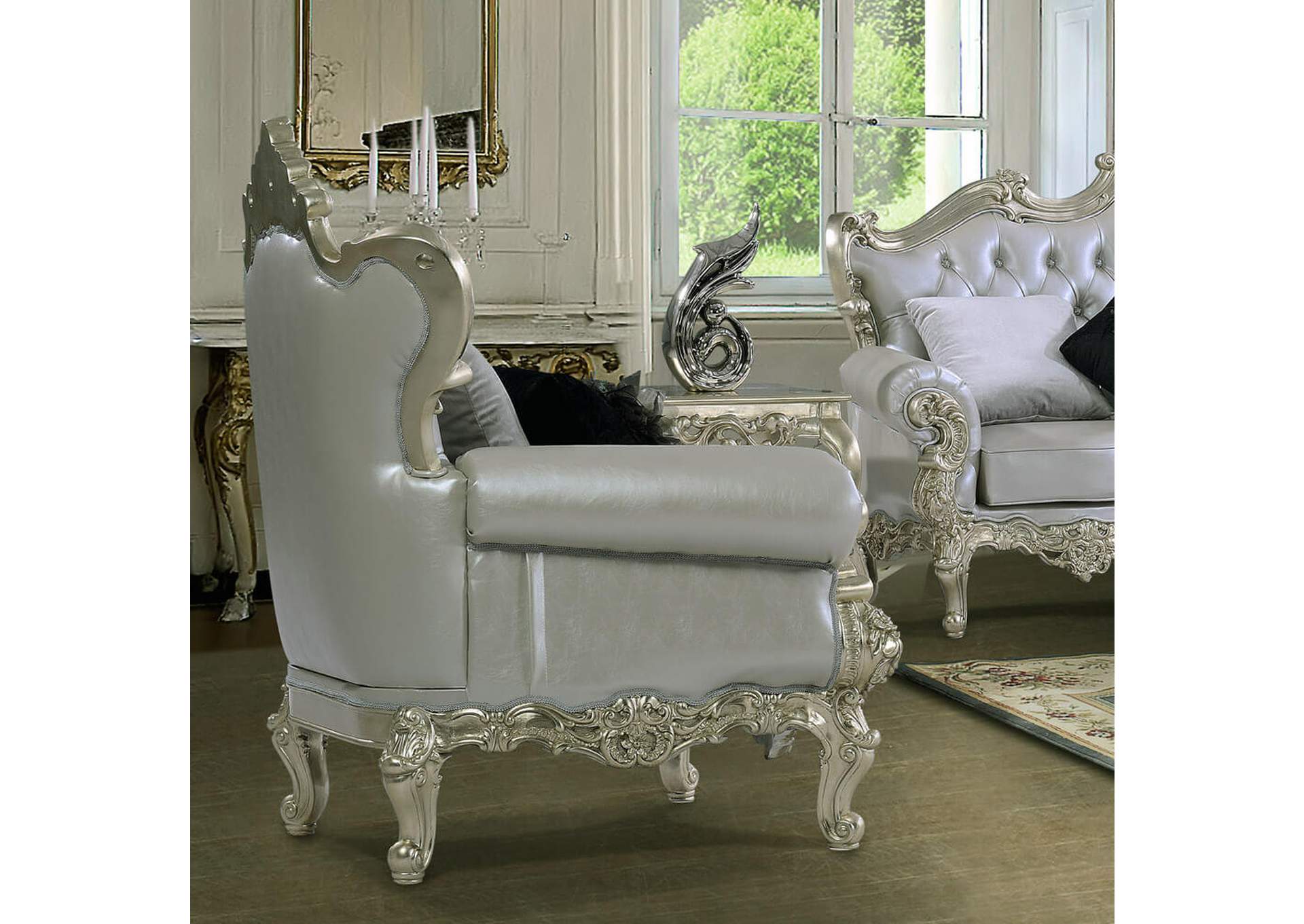 Belle Silver Arm Chair,Homey Design