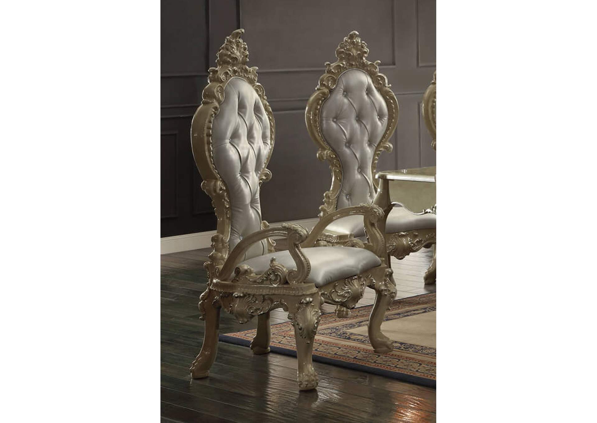 Champagne Gold Arm Dining Chairs [Set of 2],Homey Design