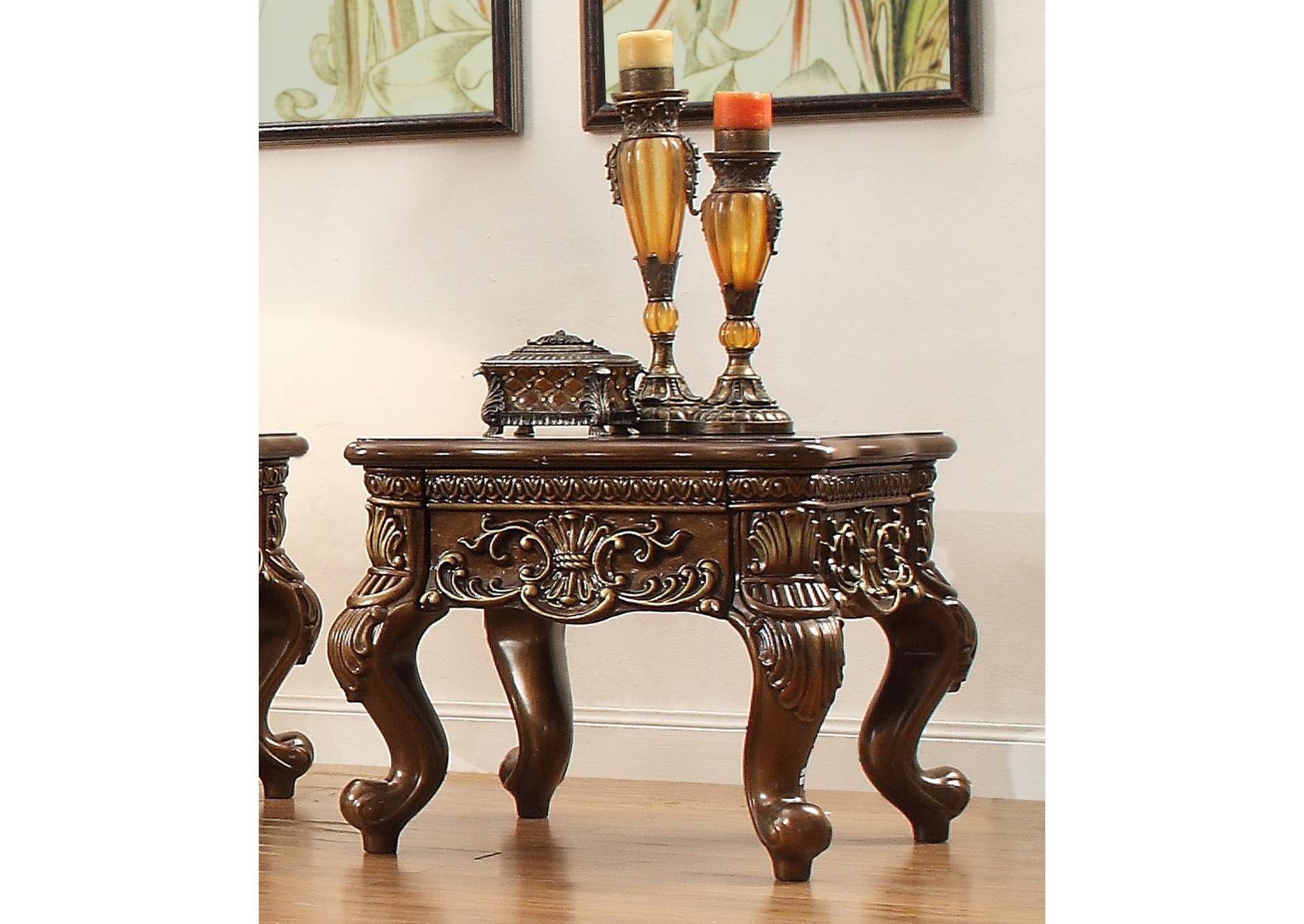 Antique Gold & Brown End Table,Homey Design