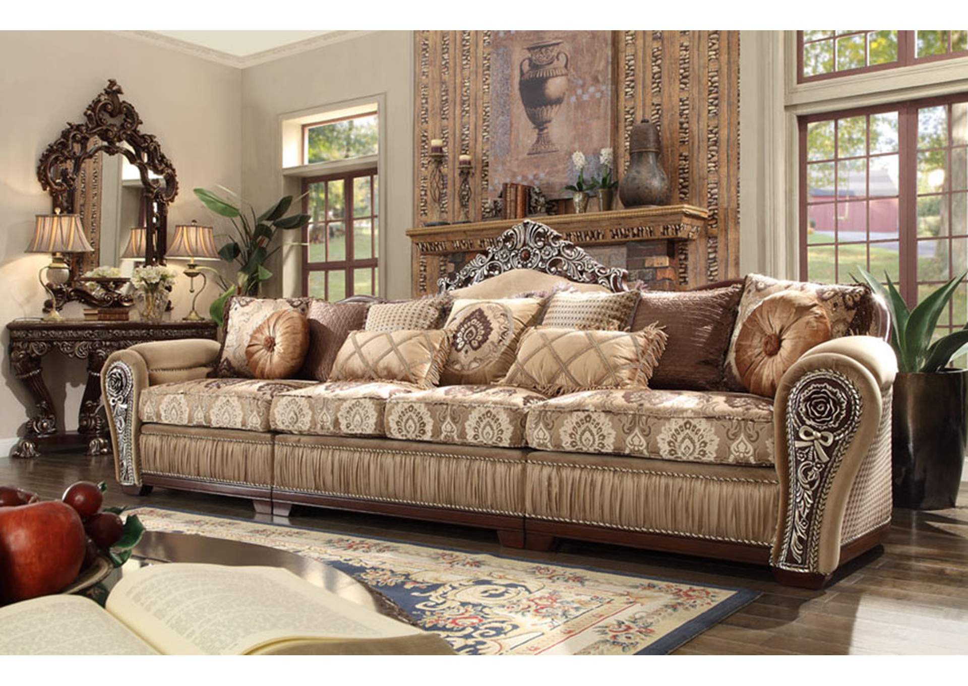 Dark Red Mahogany Sectional,Homey Design