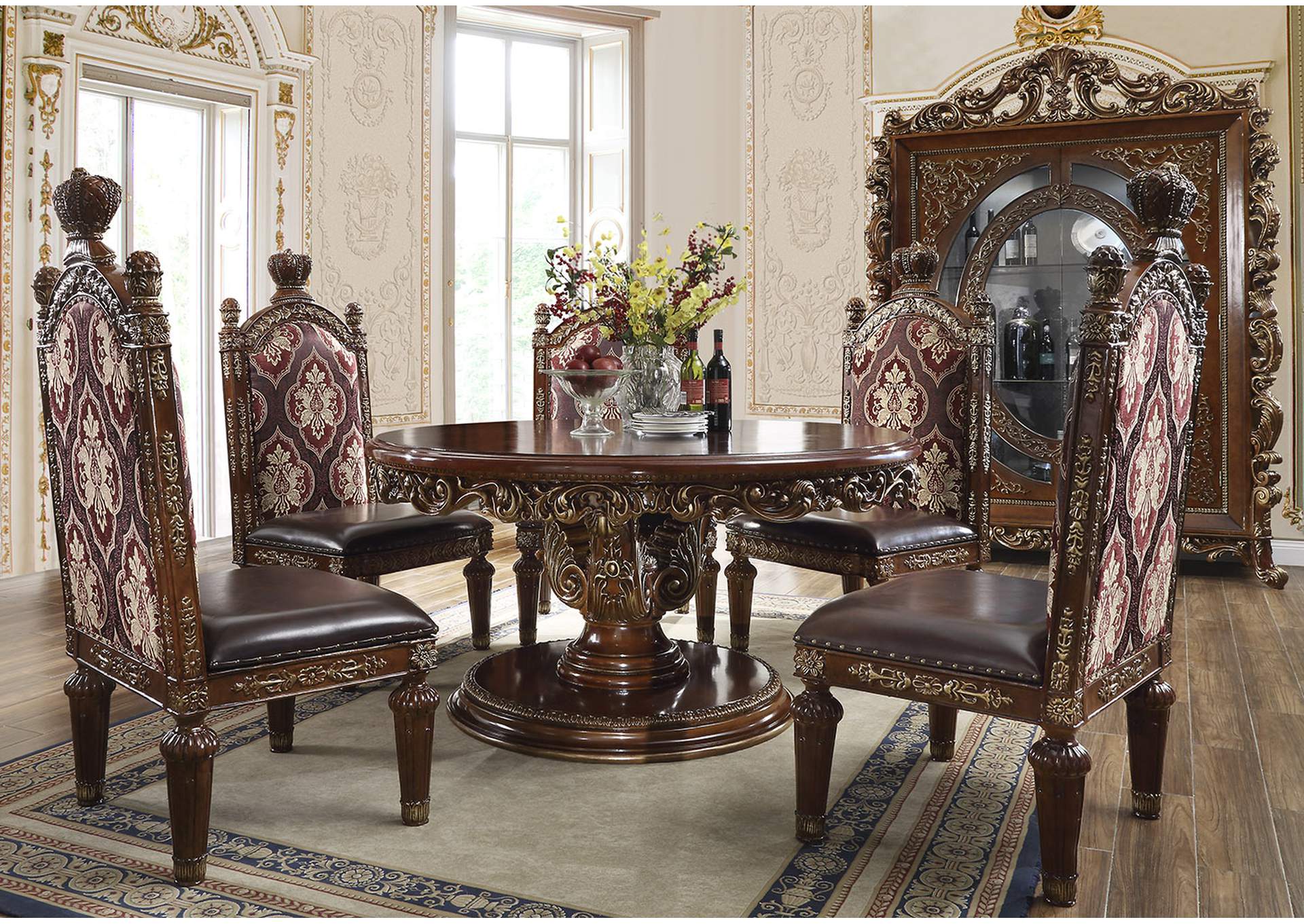HD-1804 - 5Pc Round Dining Set<Br> <Font Color="Red">(Special Order)</Font>,Homey Design
