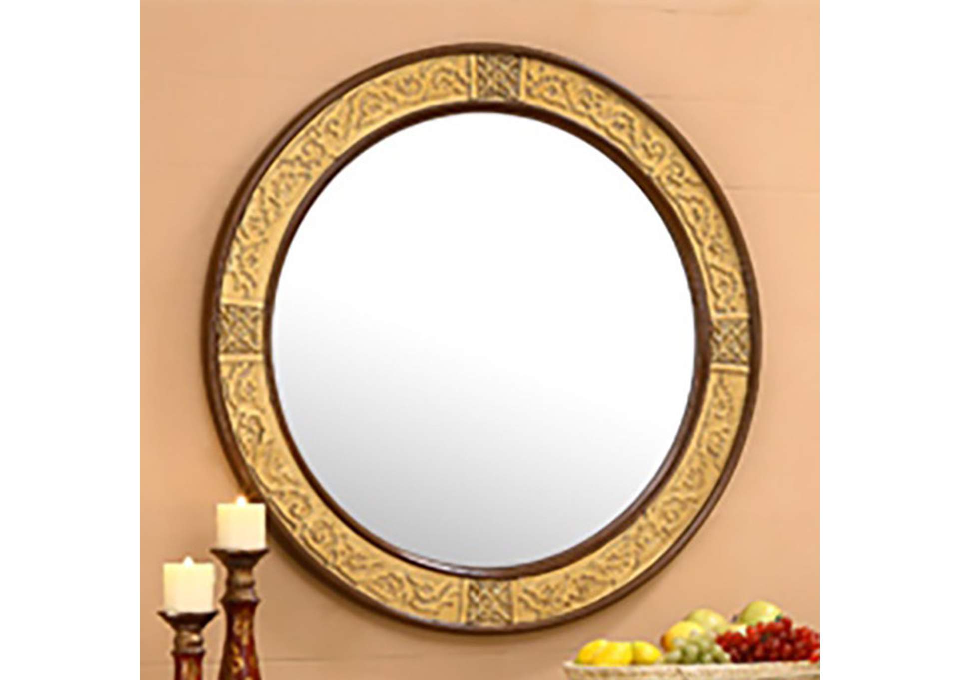 Mahogany & Metallic Gold Mirror,Homey Design