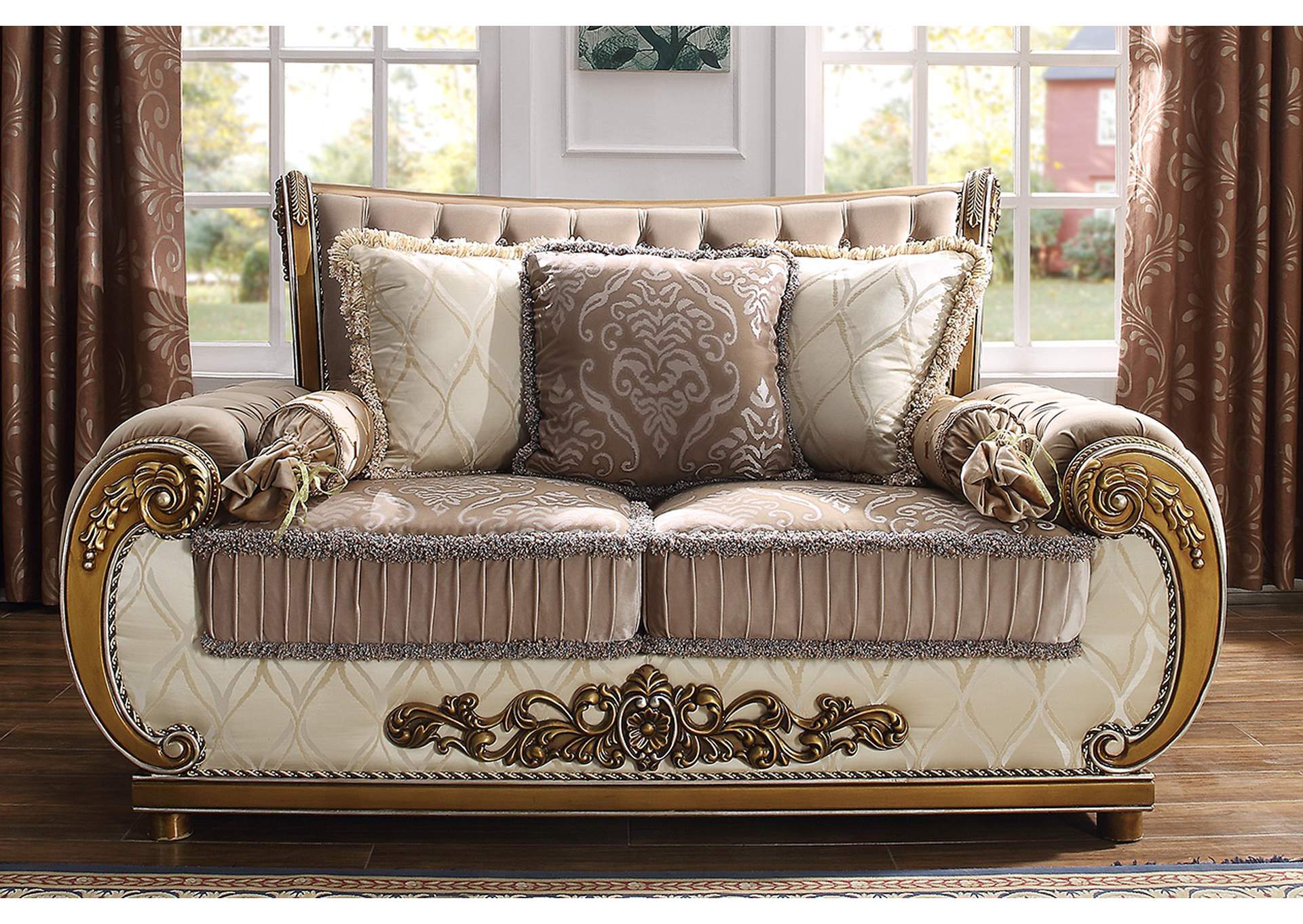 White & Perfect Brown Loveseat,Homey Design