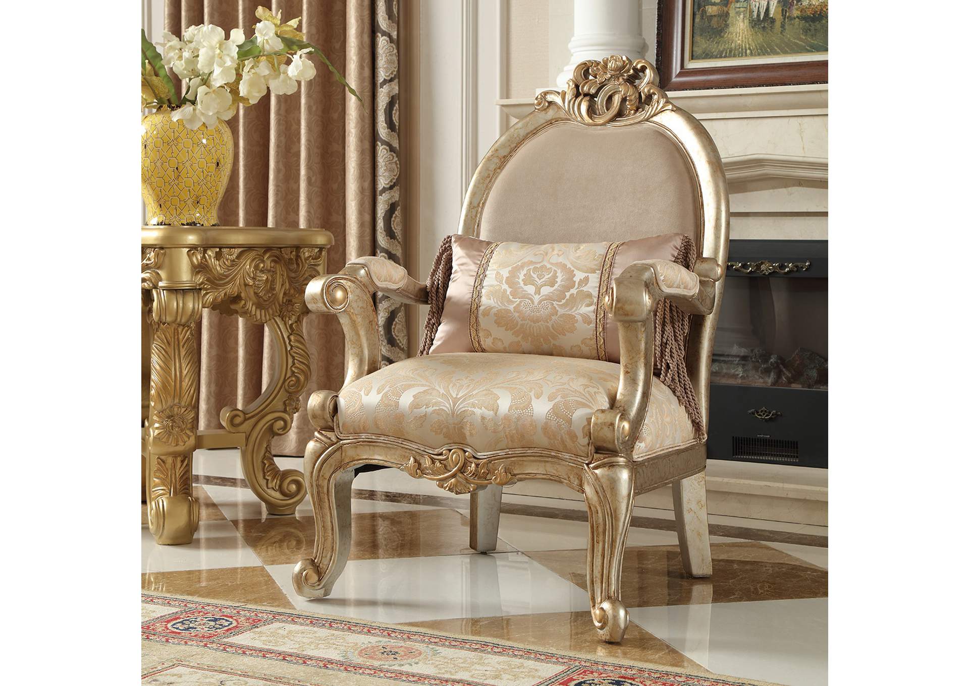 Champagne (Metallic Gold; Silver Blend) HD-2663 3 Piece Sofa Set,Homey Design