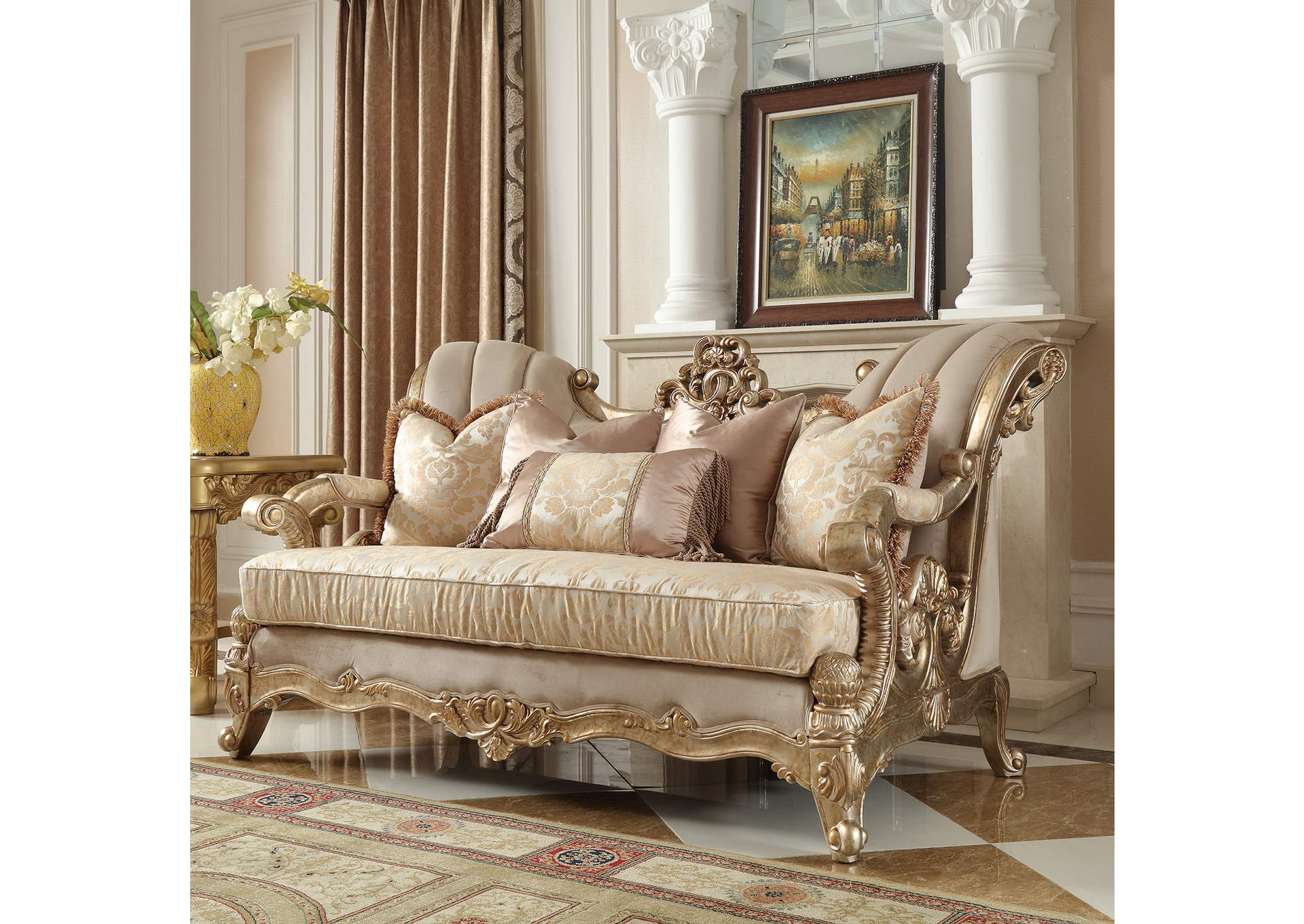 Champagne (Metallic Gold; Silver Blend) HD-2663 3 Piece Sofa Set,Homey Design