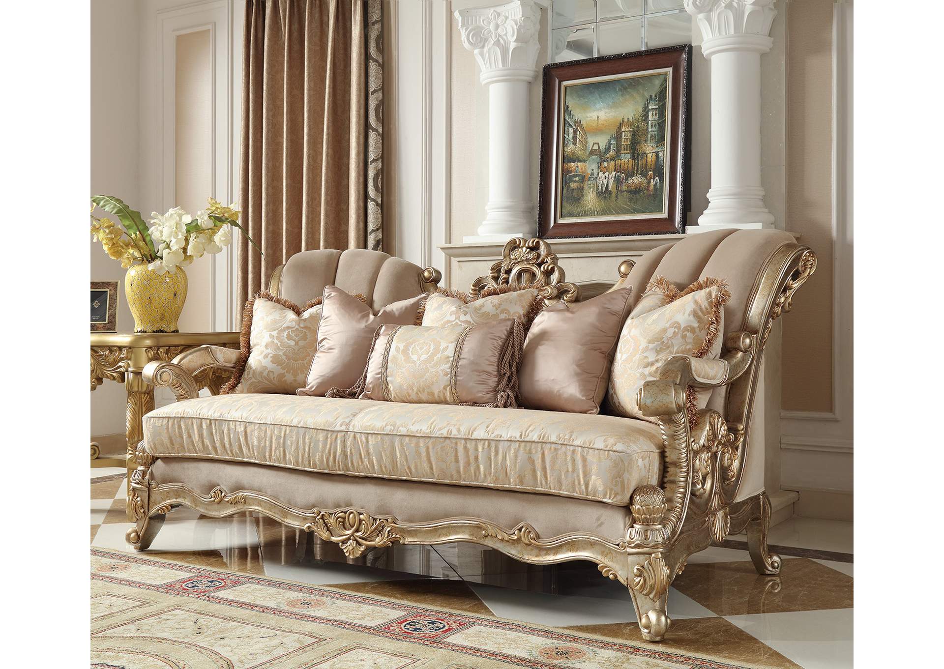 Champagne (Metallic Gold; Silver Blend) HD-2663 3 Piece Sofa Set,Homey Design