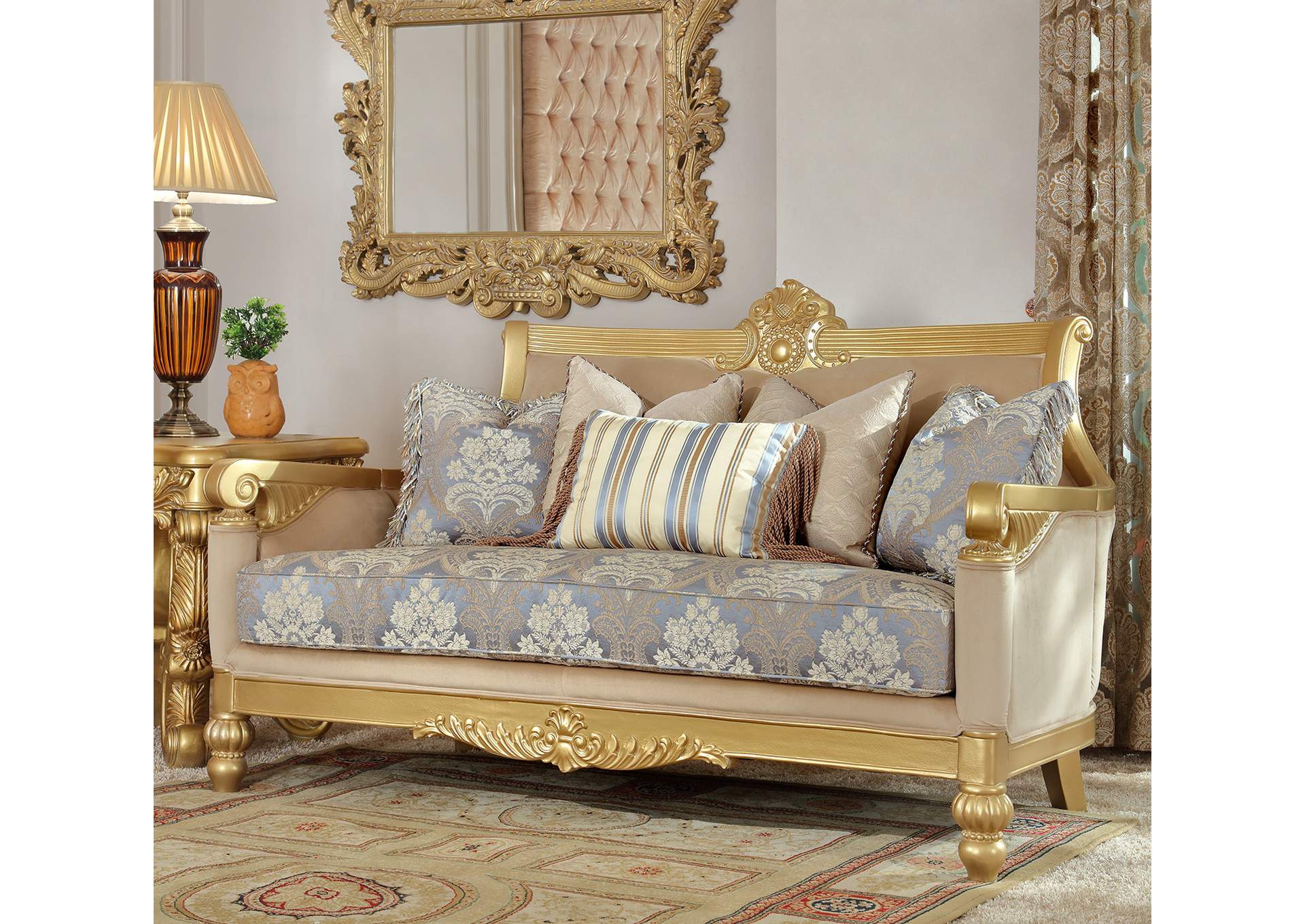 Metallic Bright Gold HD-2666 Loveseat,Homey Design