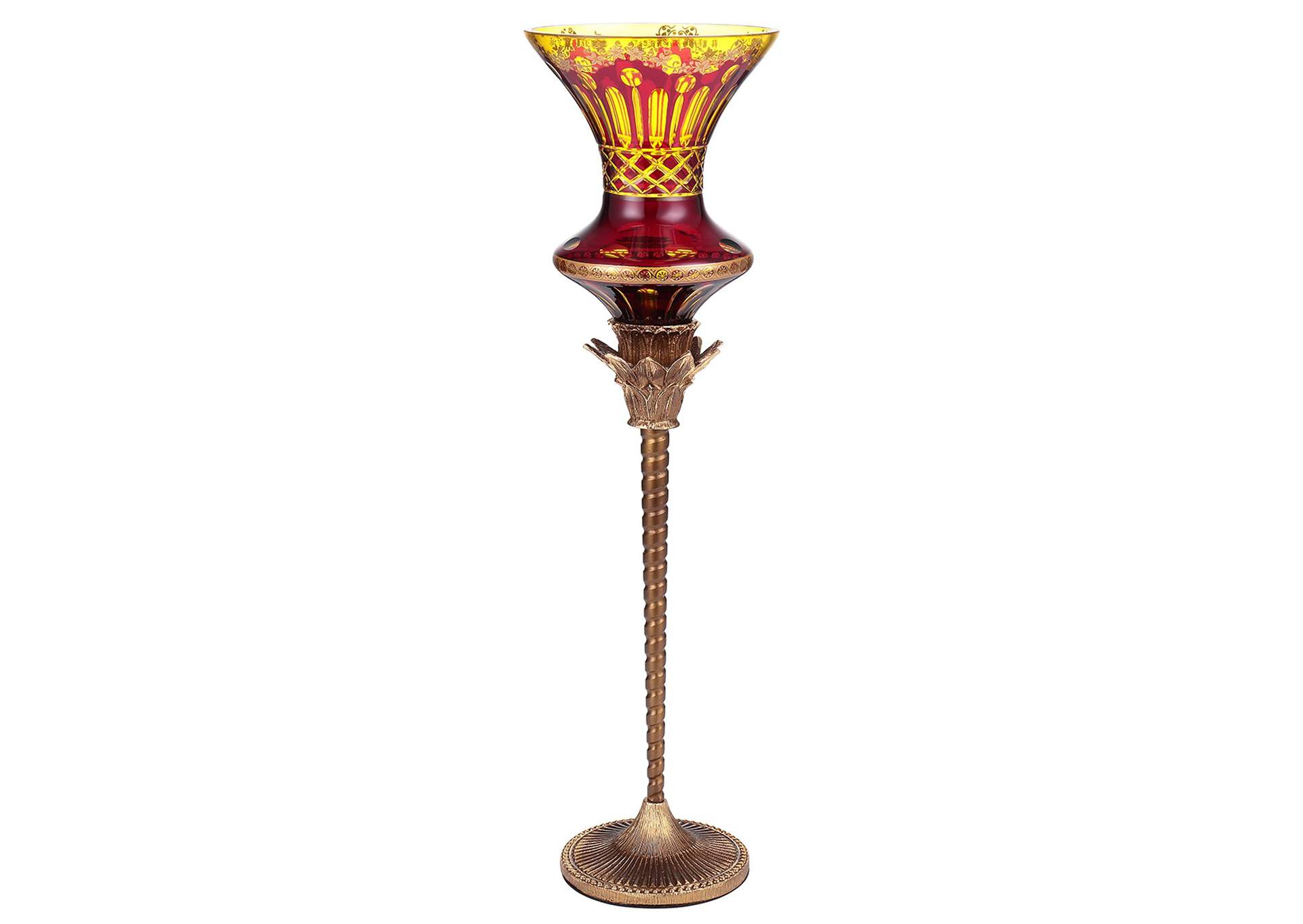 Bronze - Amber &Amp; Ruby Red-Gold Candleholder,Homey Design