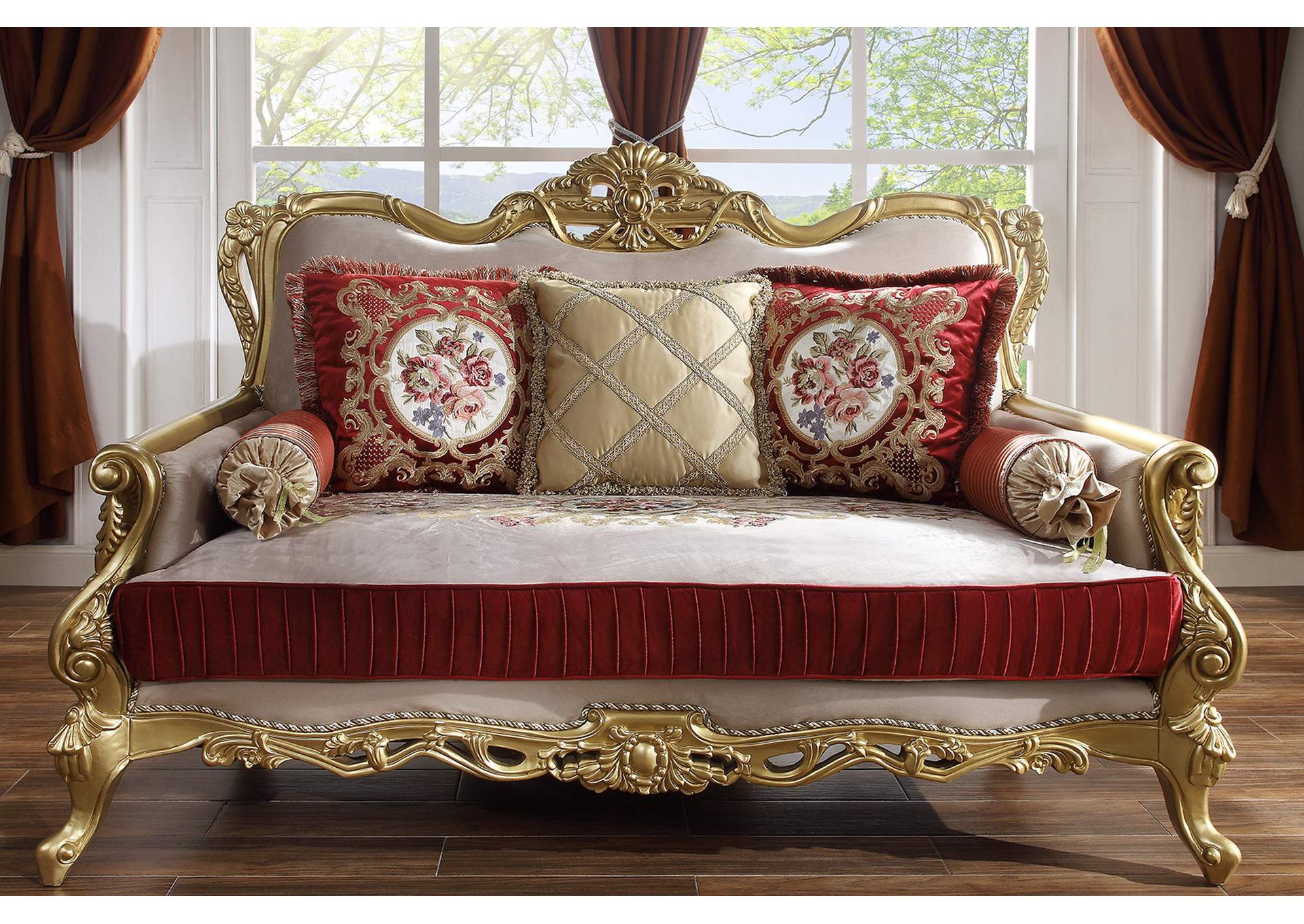 Metallic Bright Gold HD-31 Loveseat,Homey Design