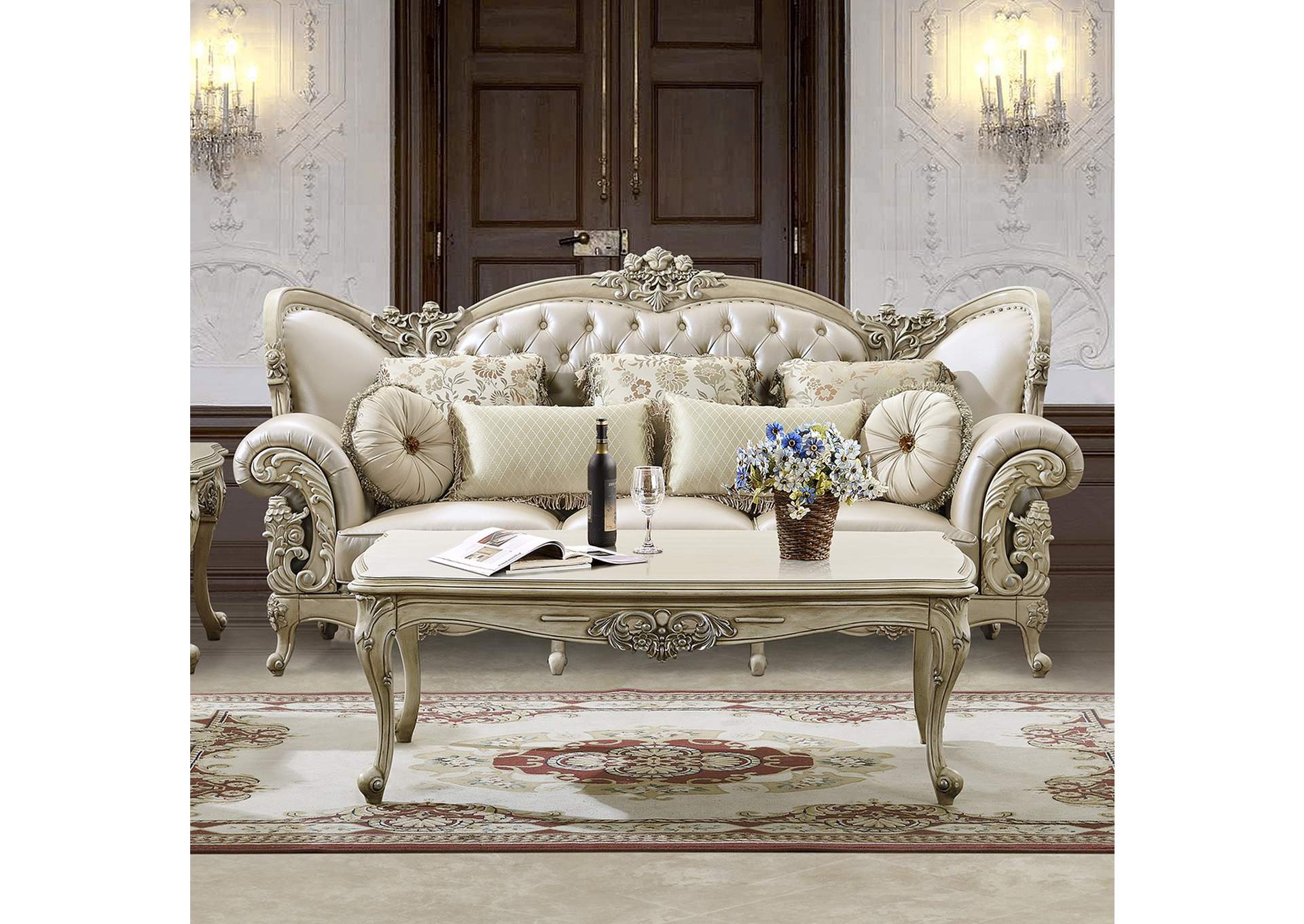 Plantation Cove White 3 Piece Sofa Set,Homey Design