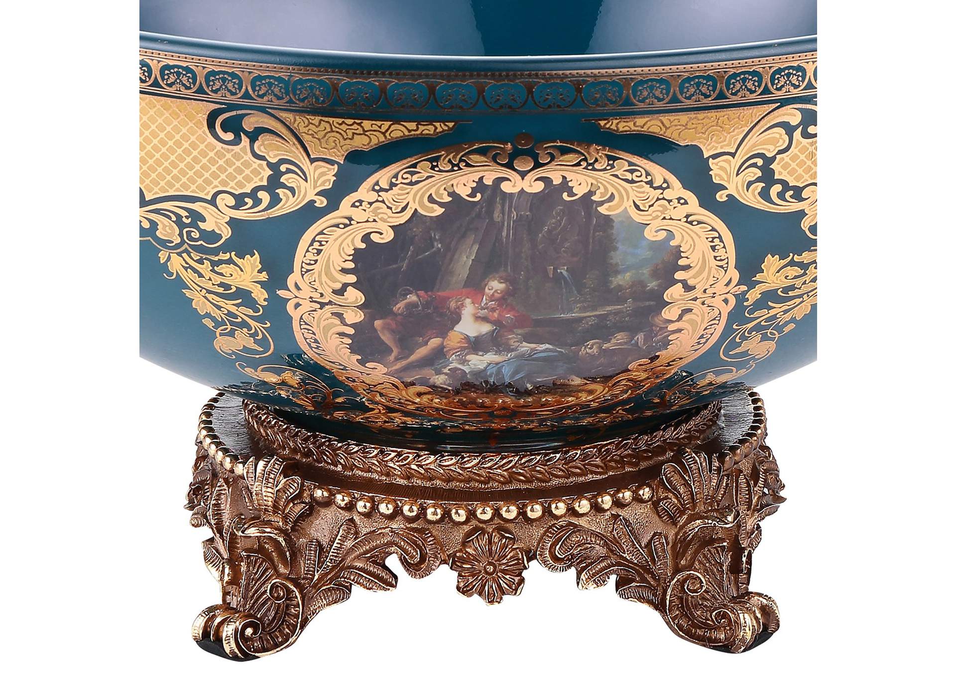 Bronze - Deep Aegean Blue-Gold Bowl,Homey Design