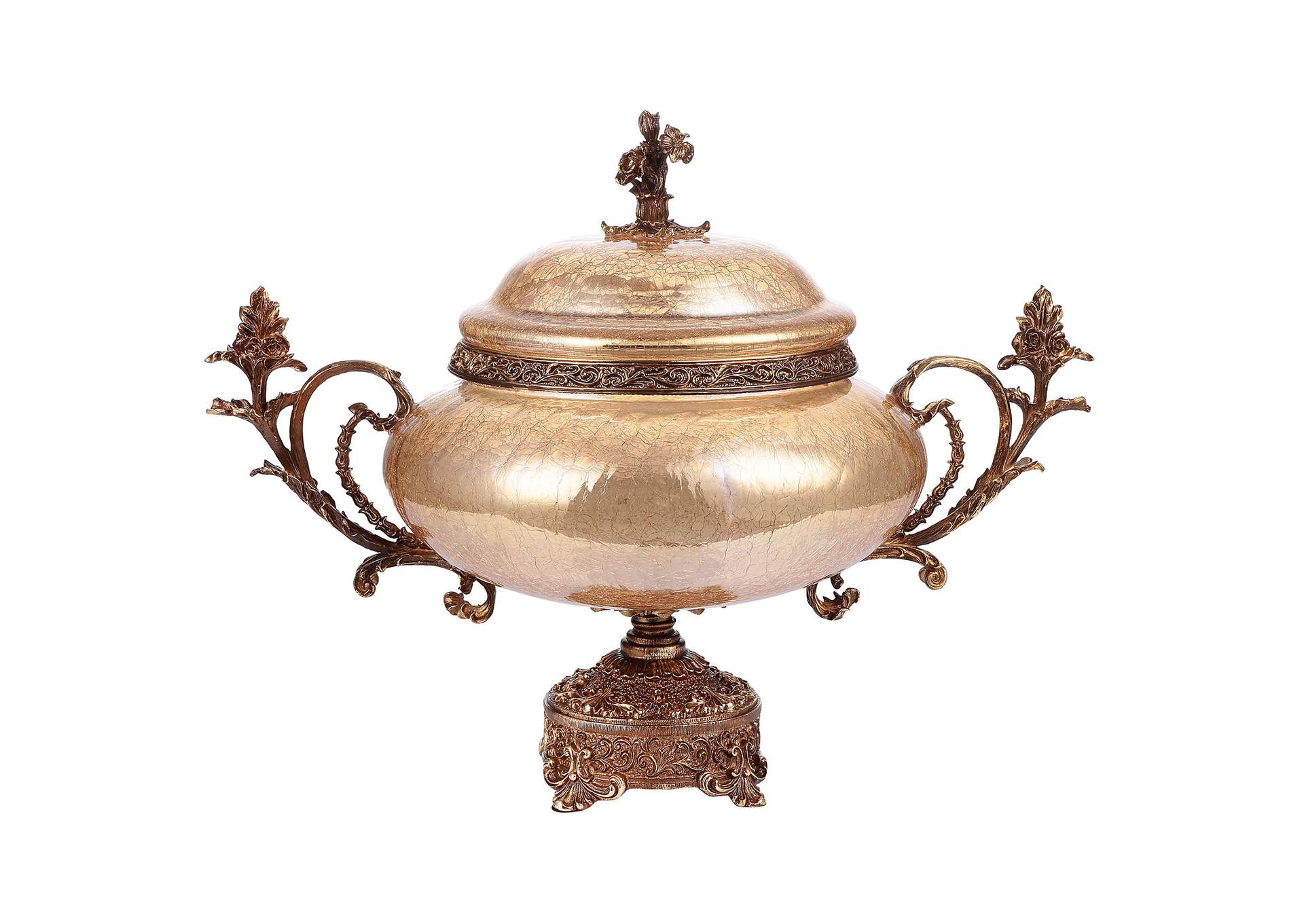 Bronze - Golden Pearl Crackle Urn,Homey Design