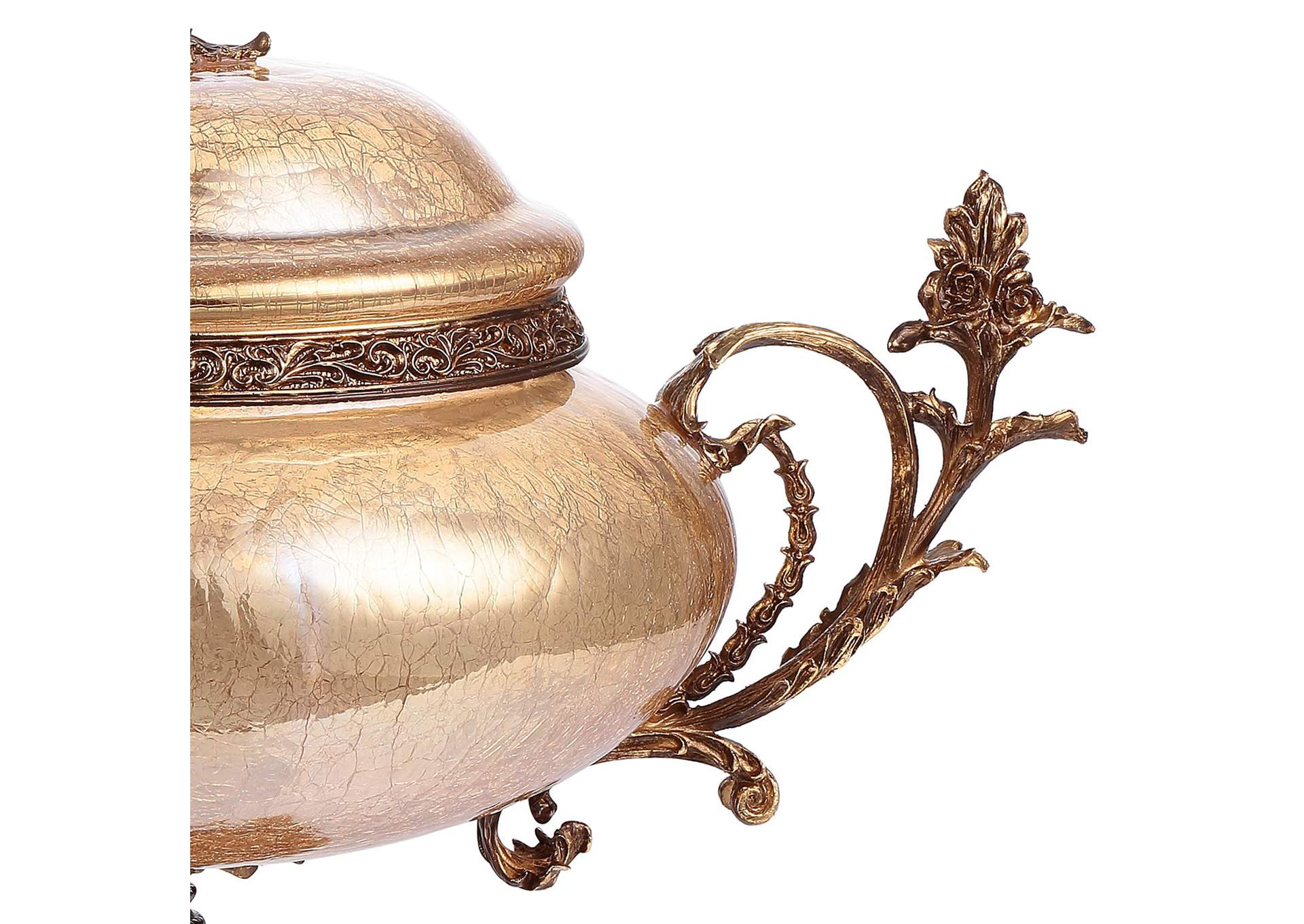 Bronze - Golden Pearl Crackle Urn,Homey Design