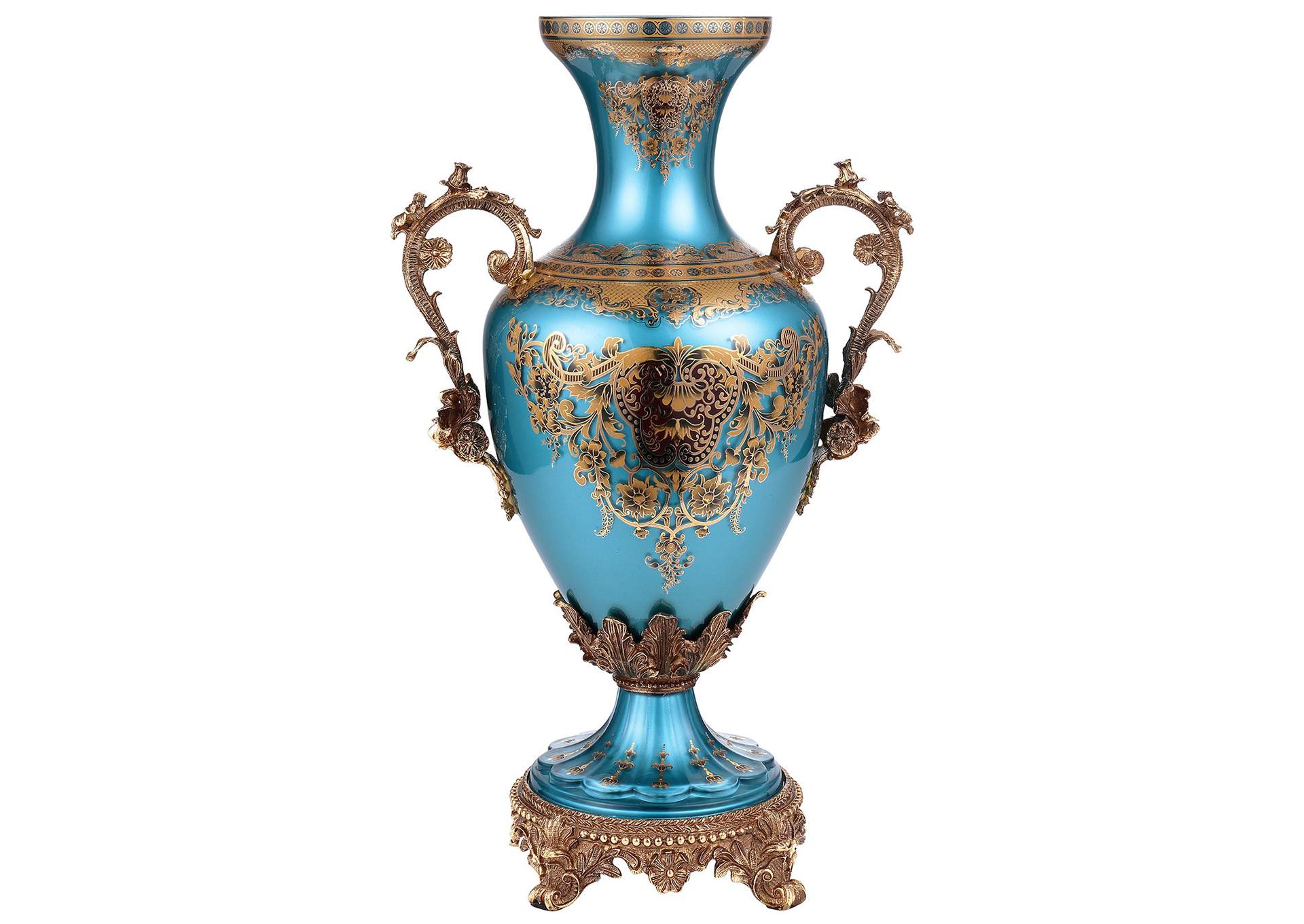 Bronze, Sapphire Blue, Gold Vase,Homey Design