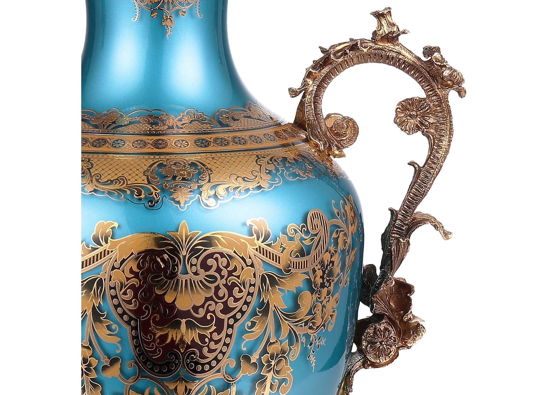Bronze, Sapphire Blue, Gold Vase,Homey Design