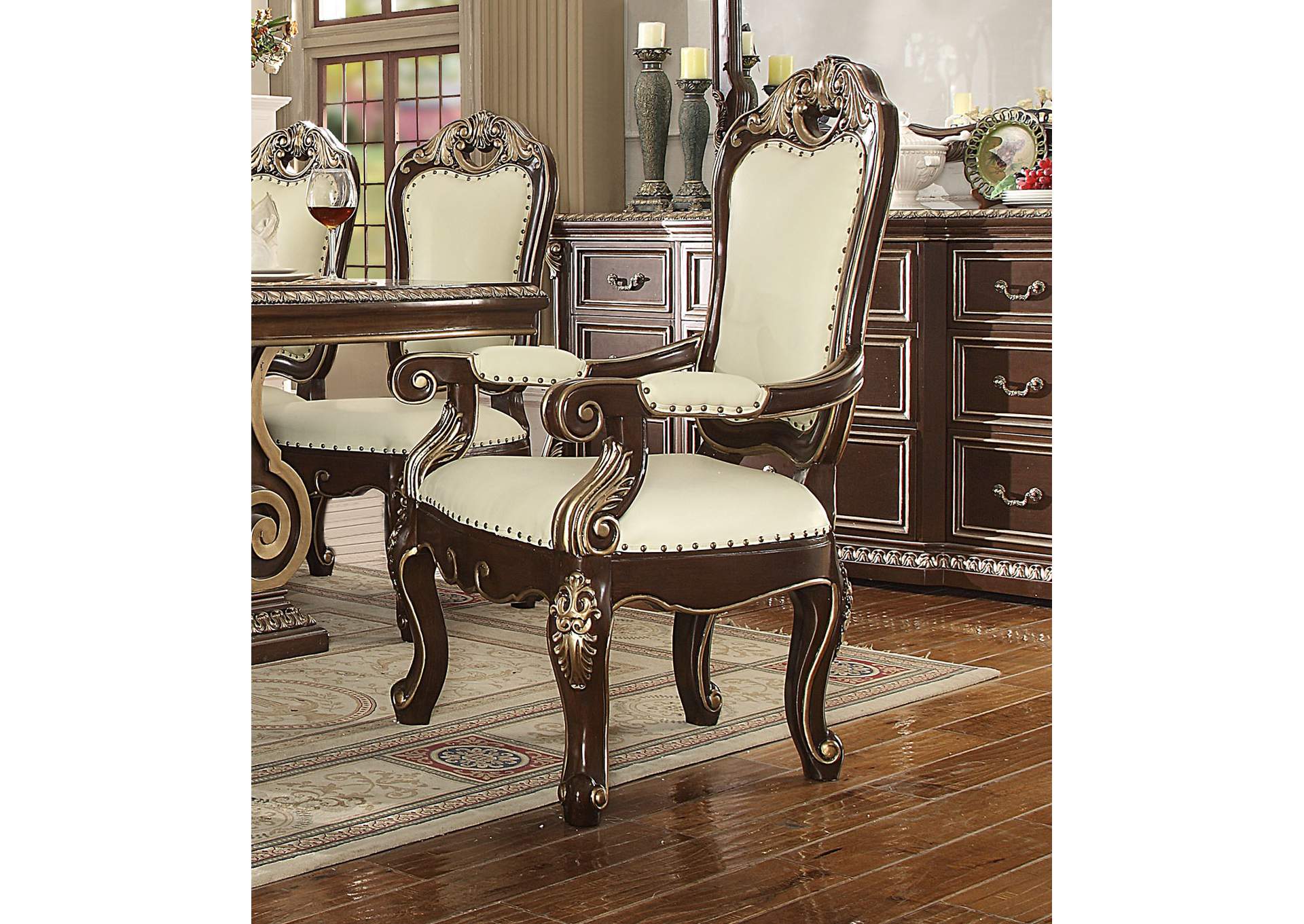 Brown Cherry & Silver Arm Chair,Homey Design