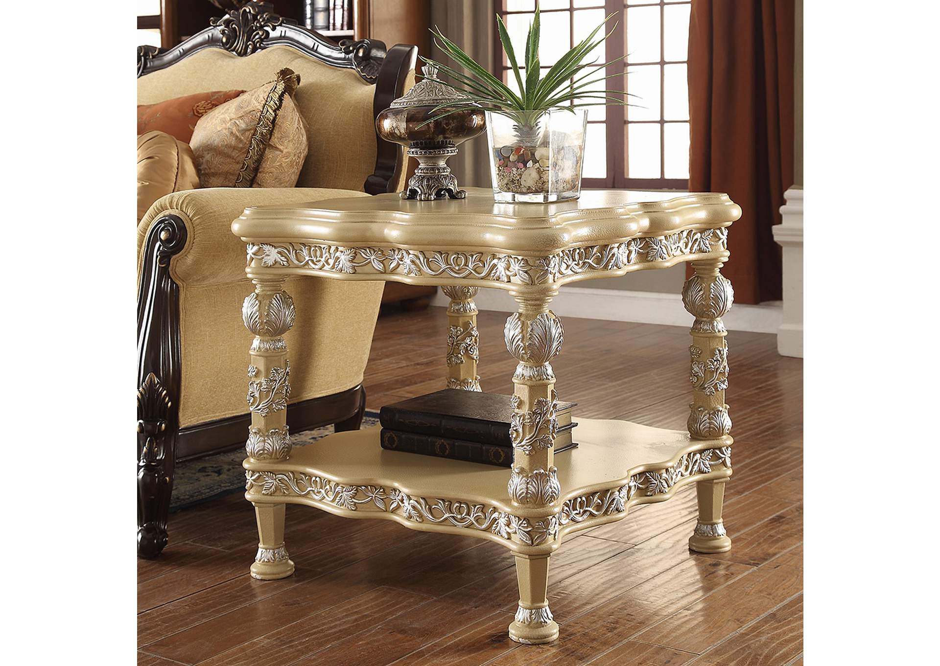 Mohawk Pickle Frost & Metallic Antique Silver End Table,Homey Design