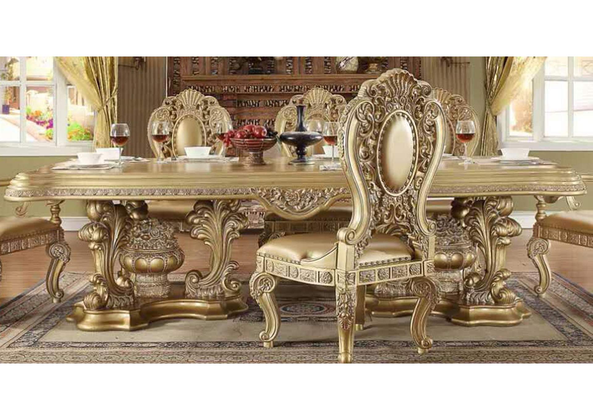 Metallic Bright Gold Dining Table,Homey Design